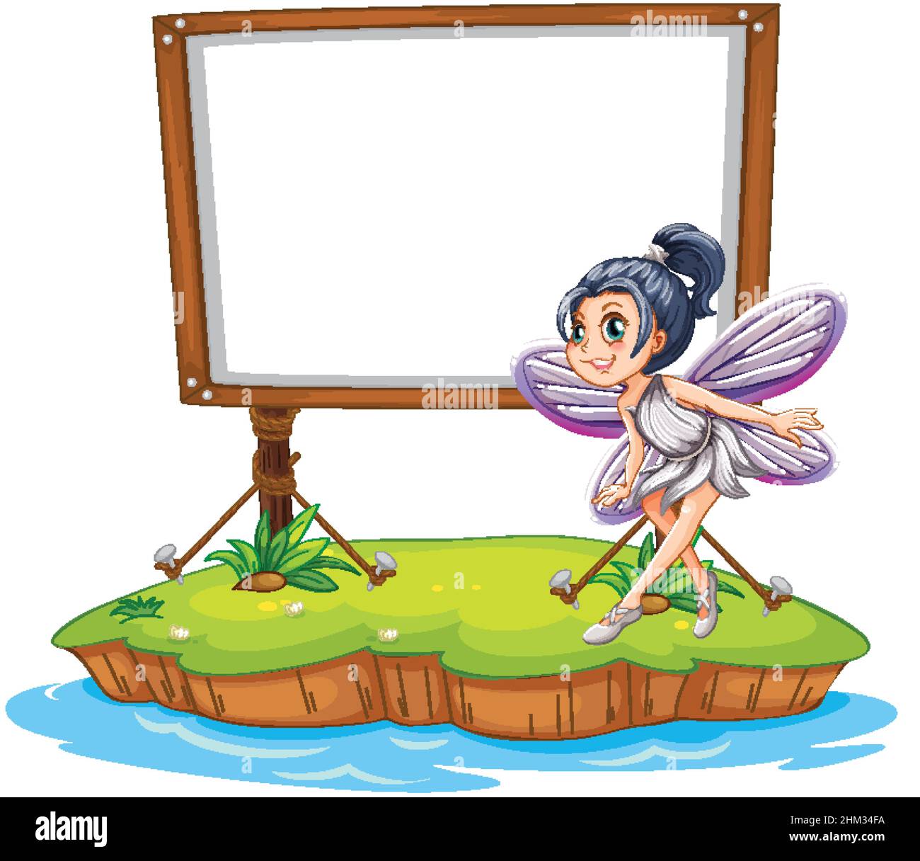 Fantasy fairy cartoon character with blank banner illustration Stock ...