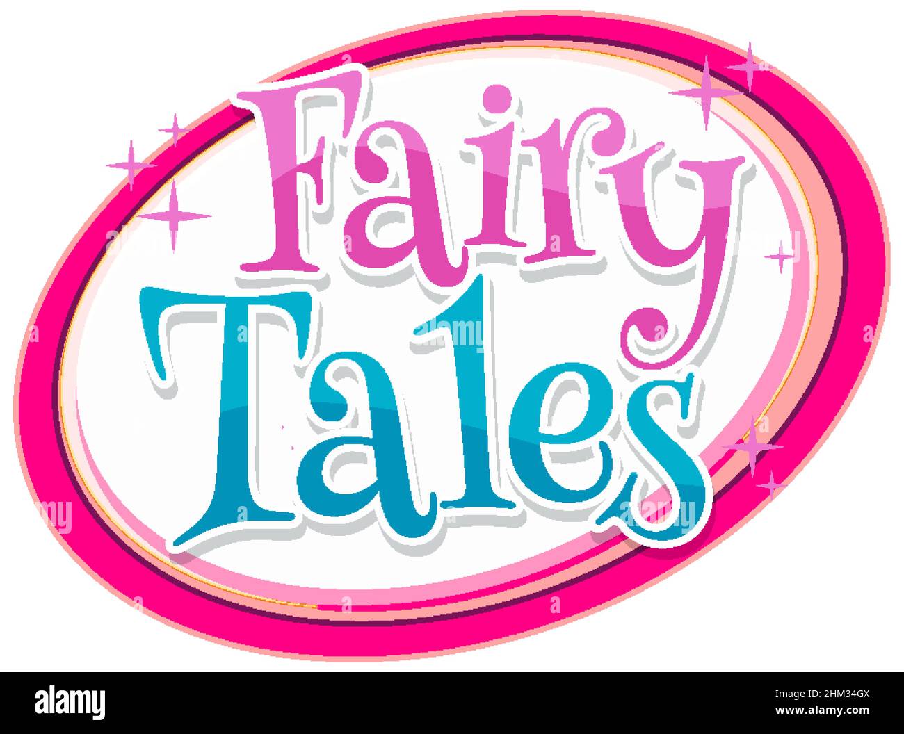 Fairy Tales text word in cartoon style illustration Stock Vector