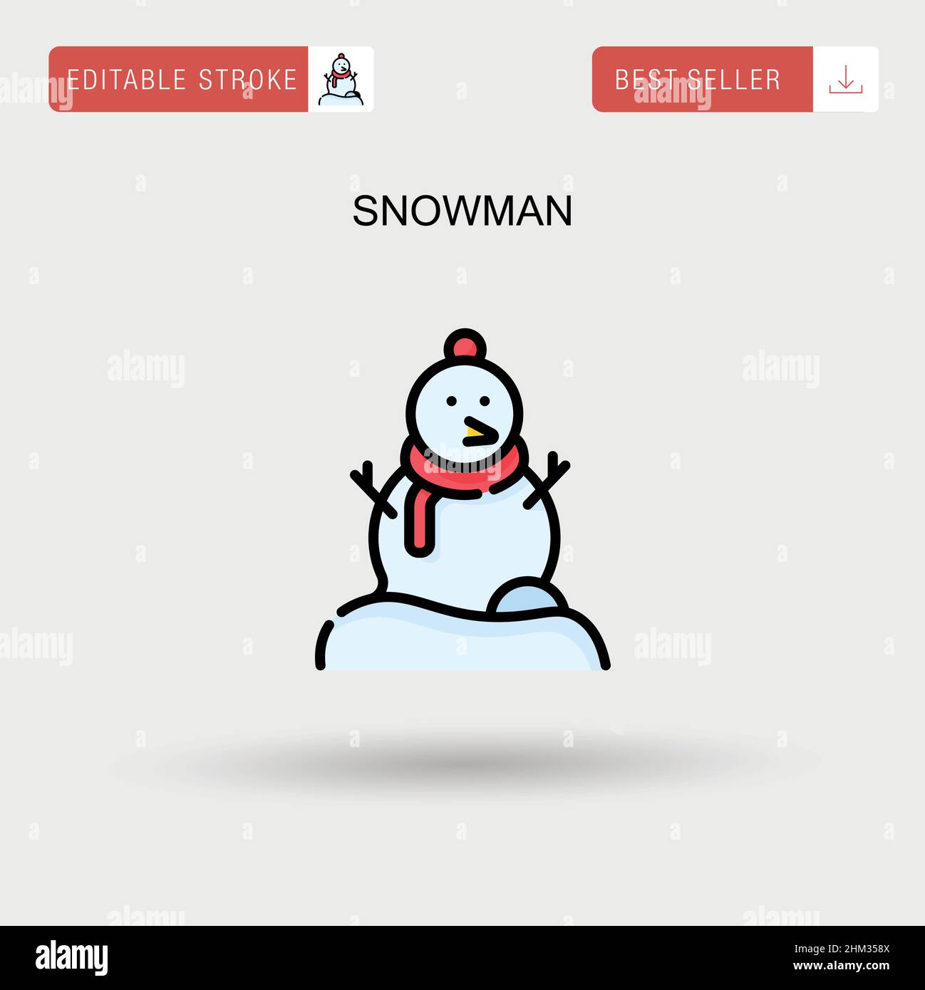 Snowman Simple vector icon. Stock Vector