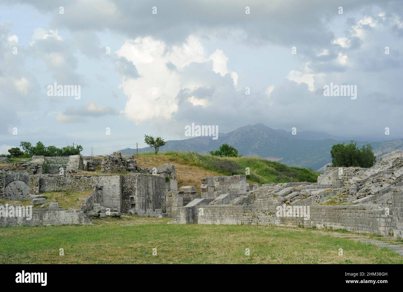 Croatia, Solin. Ancient city of Salona. Colonia Martia Ivlia Valeria. It was the capital of the Roman province of Dalmatia. Ruins of the amphitheater, built in the second half of the 2nd century AD. Stock Photo