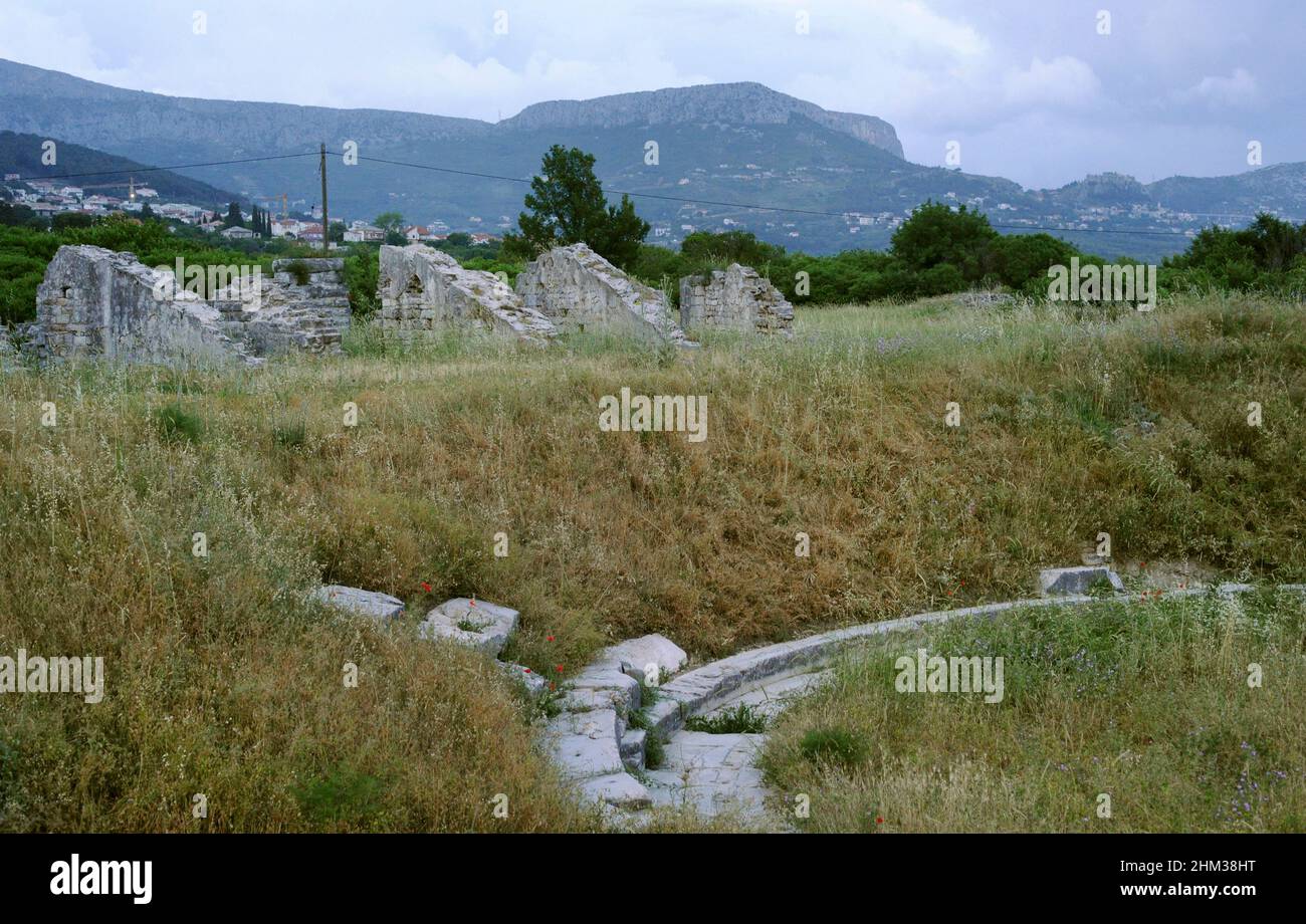 Croatia, Solin. Ancient city of Salona. Colonia Martia Ivlia Valeria. It was the capital of the Roman province of Dalmatia. Archaeological ruins. Stock Photo