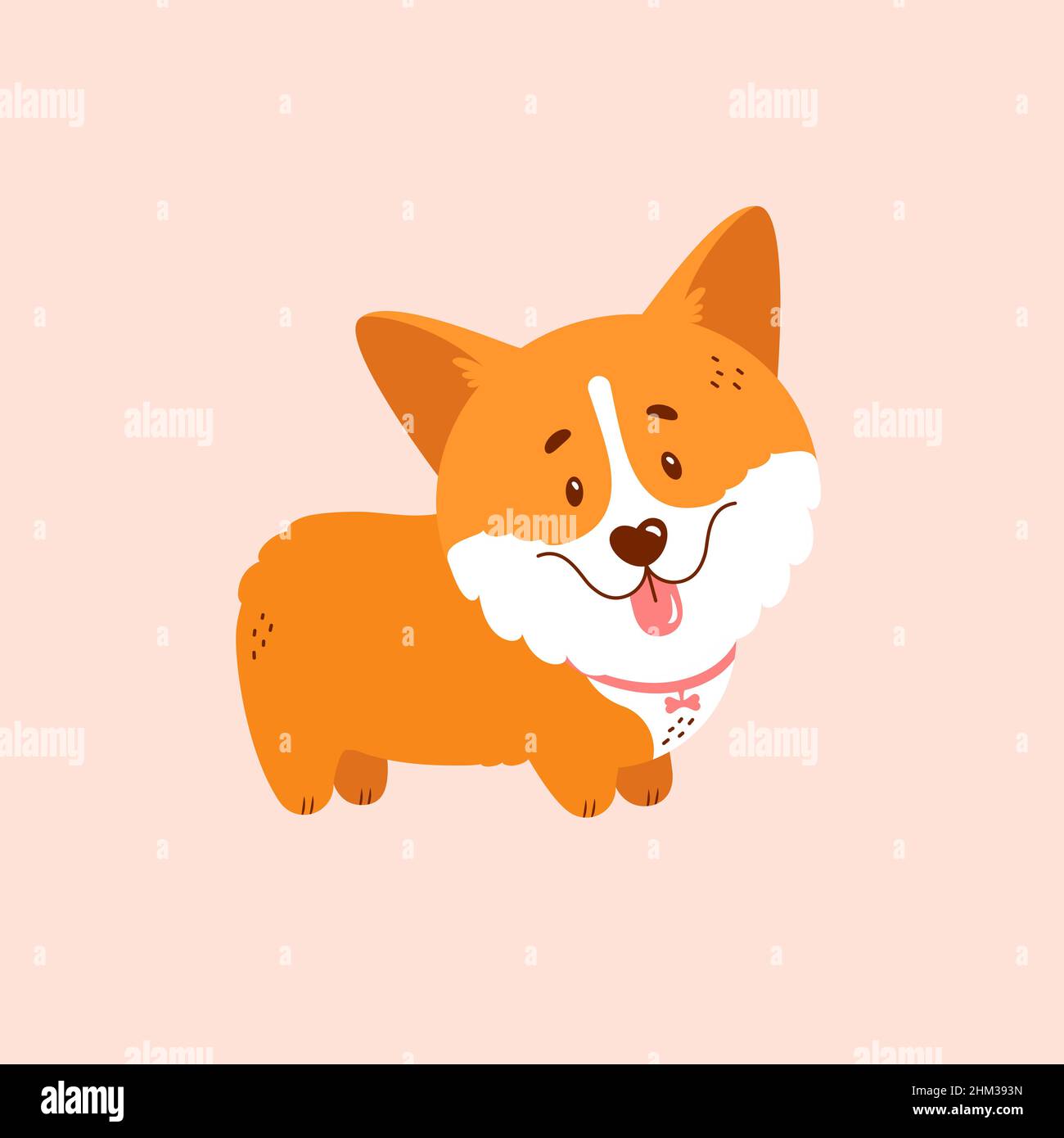 Welsh corgi puppy isolated on pink background. Cute dog character. Vector illustration. Stock Vector