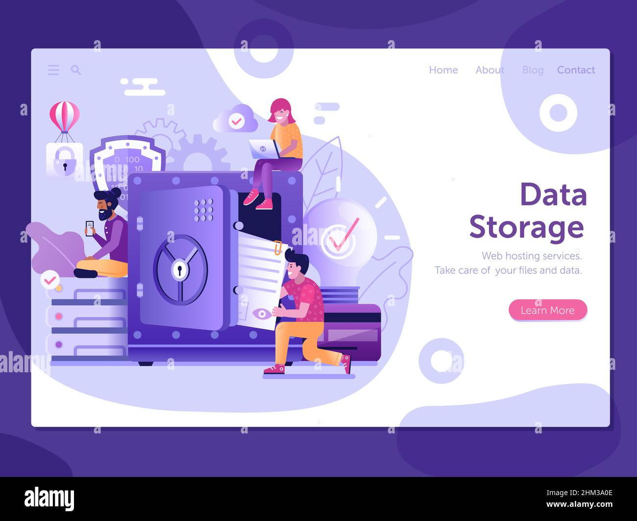 Cloud Computing Services and Online Data Storage Stock Vector Image