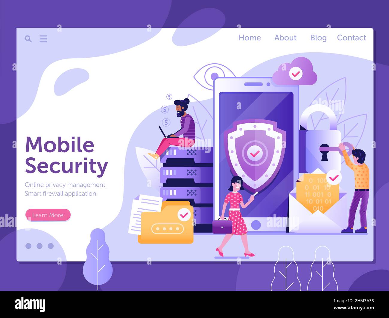 Mobile Security and Firewall Protection Web Banner Stock Vector Image ...