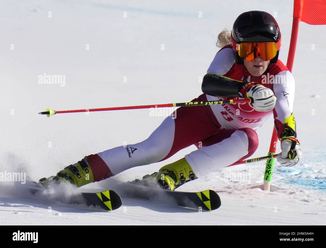 Beijing, China. 07th Feb, 2022. Katharina Truppe of Austria skis to a fourth place finish in the women's Giant Slalom event at the Winter Olympics in Beijing on February 7, 2022. Photo by Rick T. Wilking/UPI Credit: UPI/Alamy Live News Stock Photo