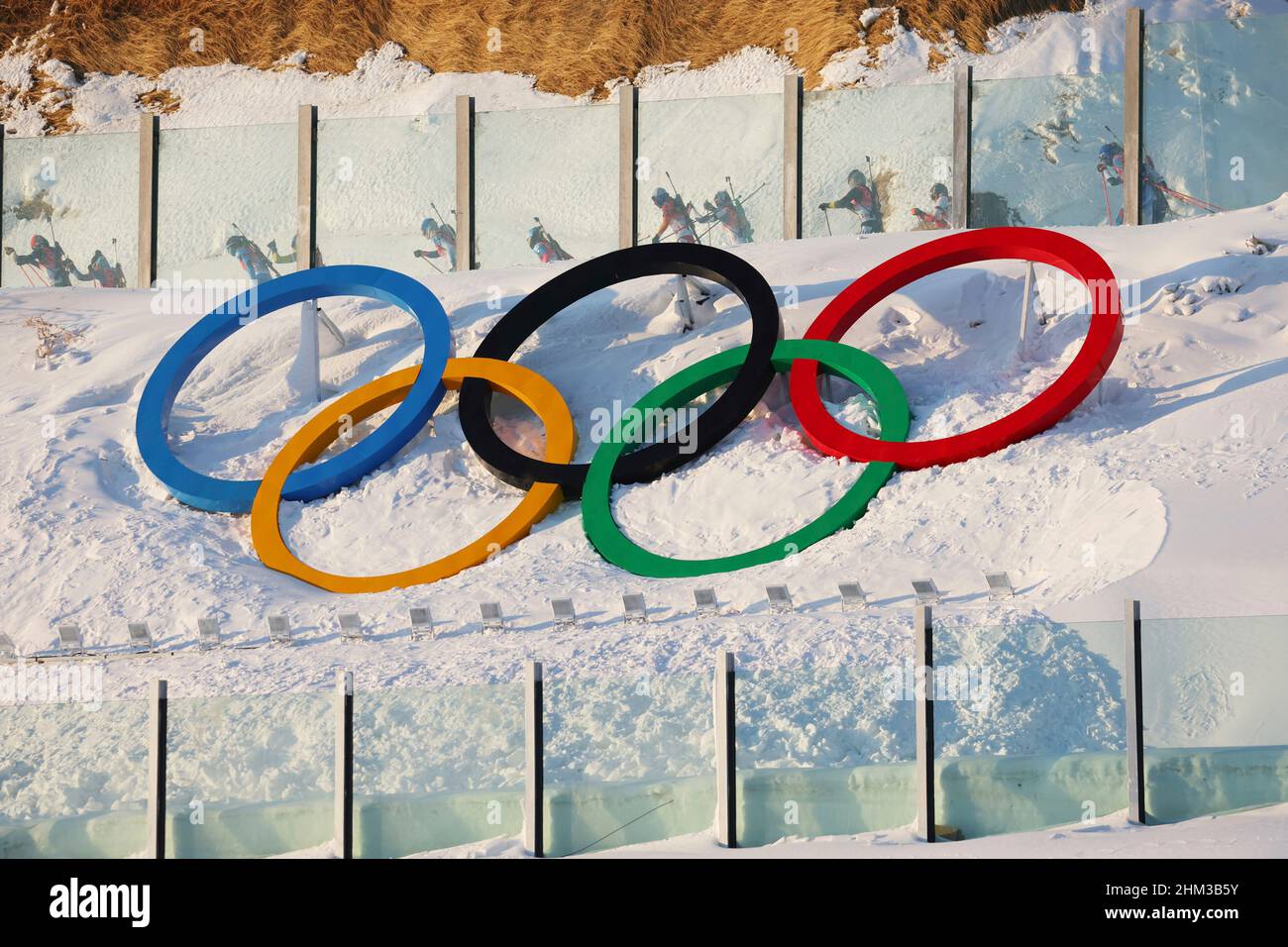 General view, Biathlon track with Olympic rings FEBRUARY 5, 2022