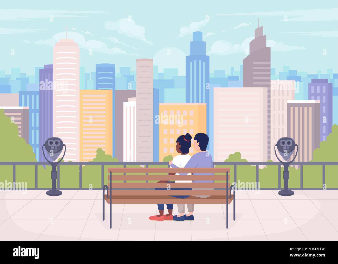 Romantic date spot flat color vector illustration Stock Vector