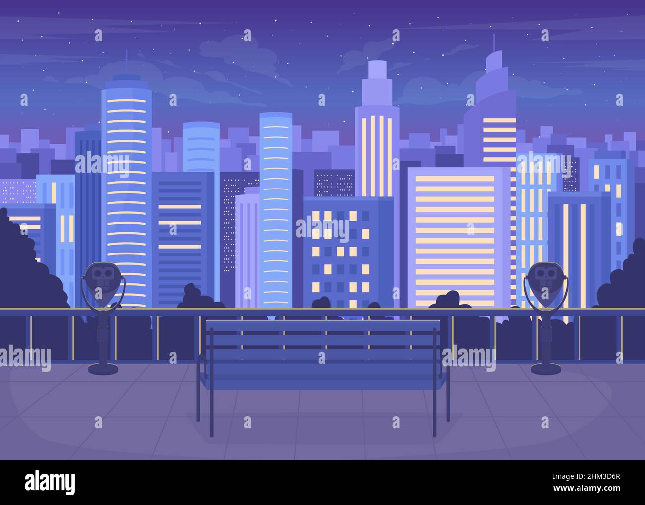 City skyline at night flat color vector illustration Stock Vector Image ...