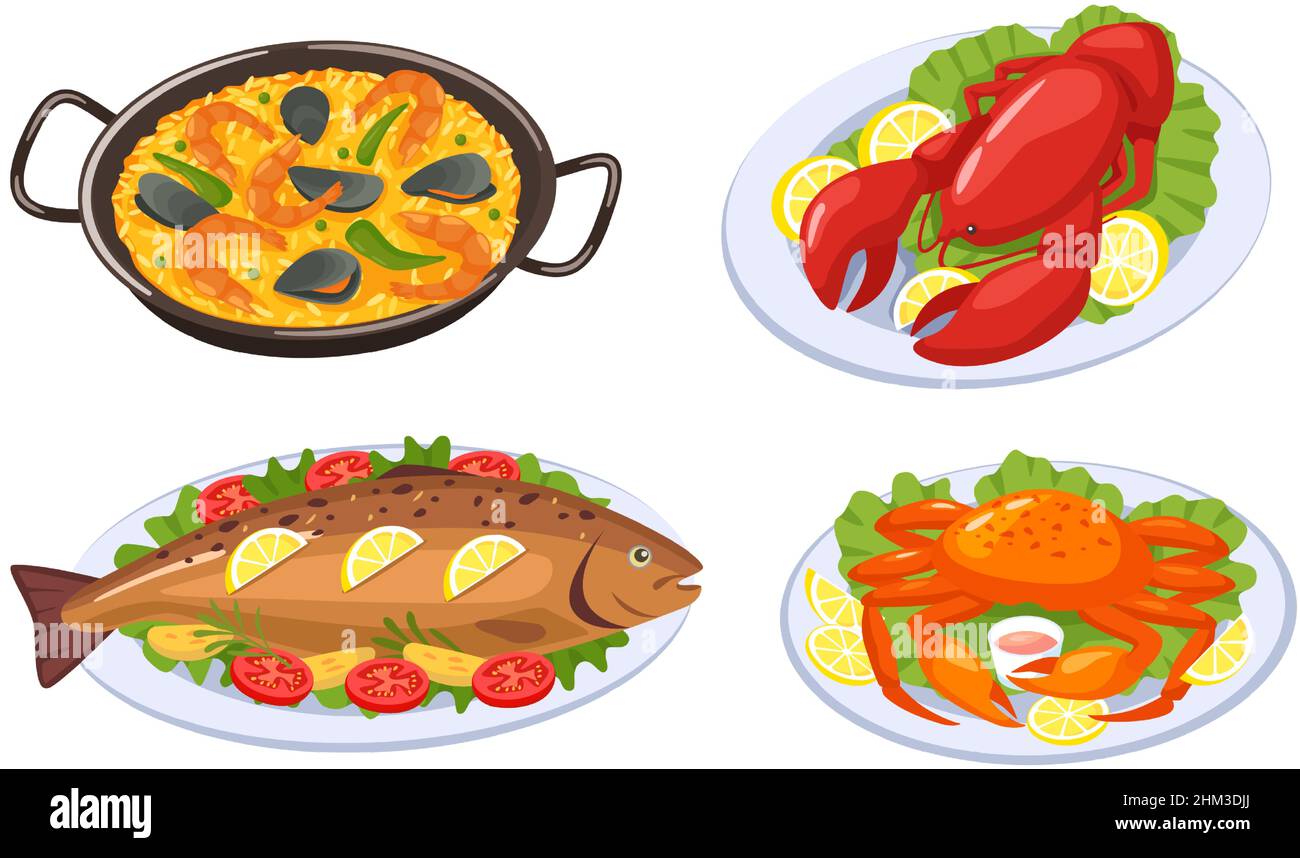 Seafood rice dish mussels Stock Vector Images - Alamy