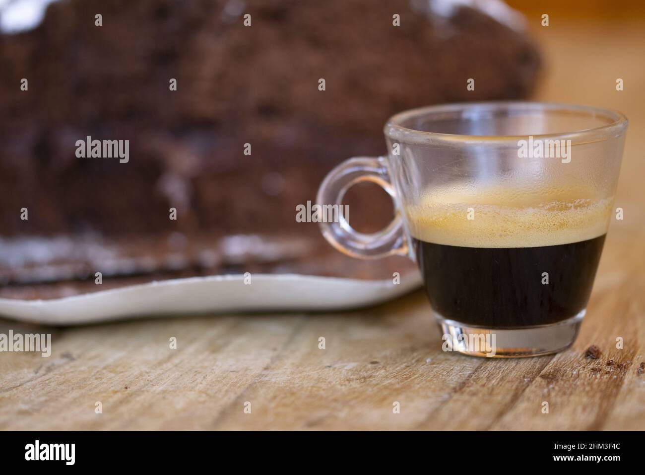 espresso coffee served in a glass small cup Stock Photo Alamy