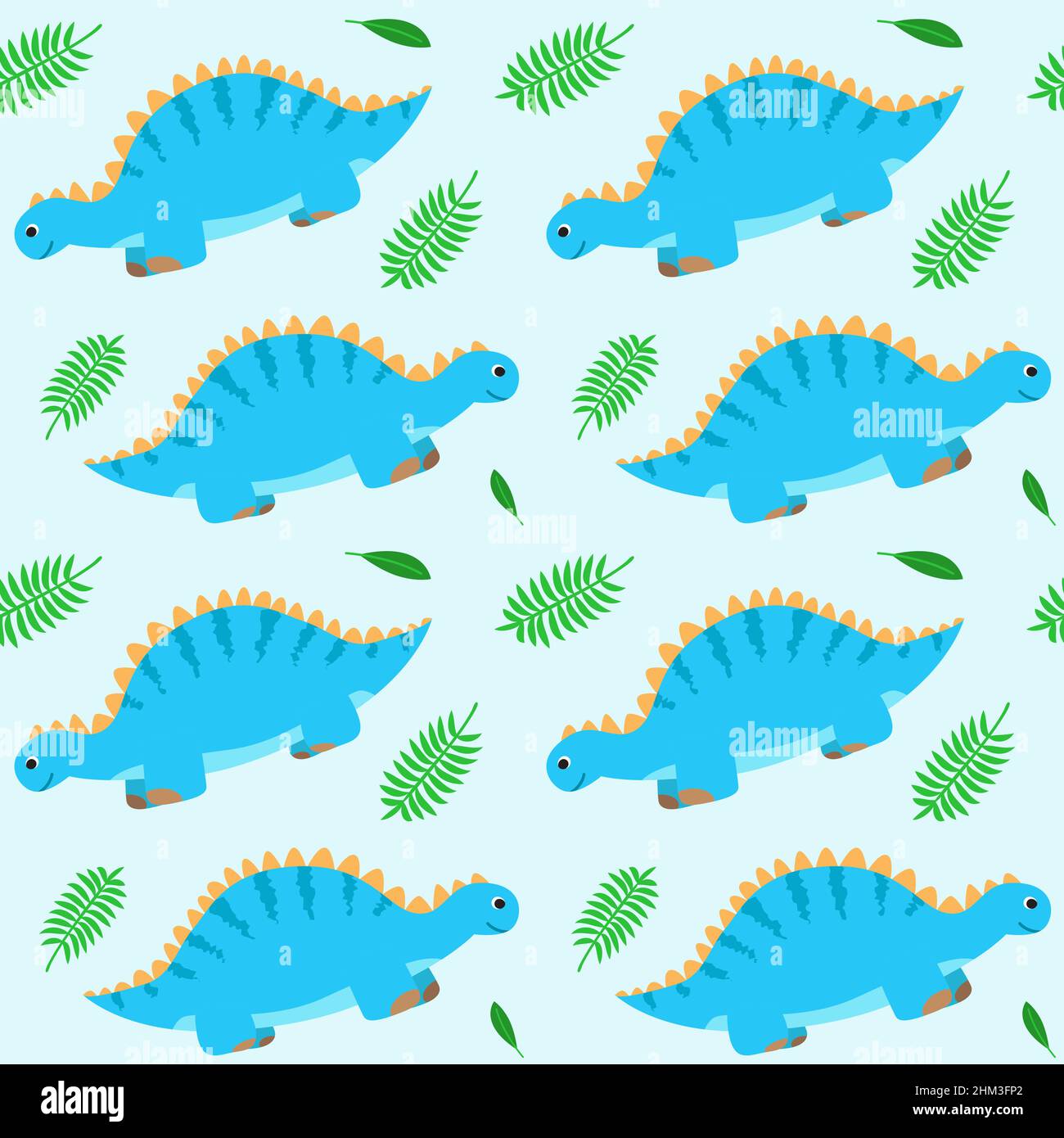 Seamless pattern with funny cartoon dinosaurs. Cute print for children clothes, textile, nursery room decor. Baby background for fabric, postcard Stock Vector