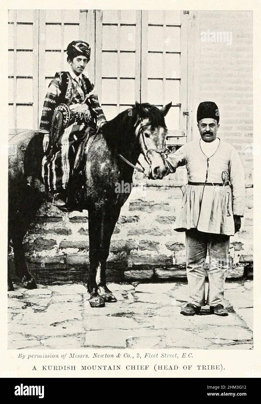 Kurdish Mountain Chief from the book '  The living races of mankind ' Vol 1 by Henry Neville Hutchinson,, editors John Walter Gregory, and Richard Lydekker, Publisher: London,  Hutchinson & co 1901 Stock Photo