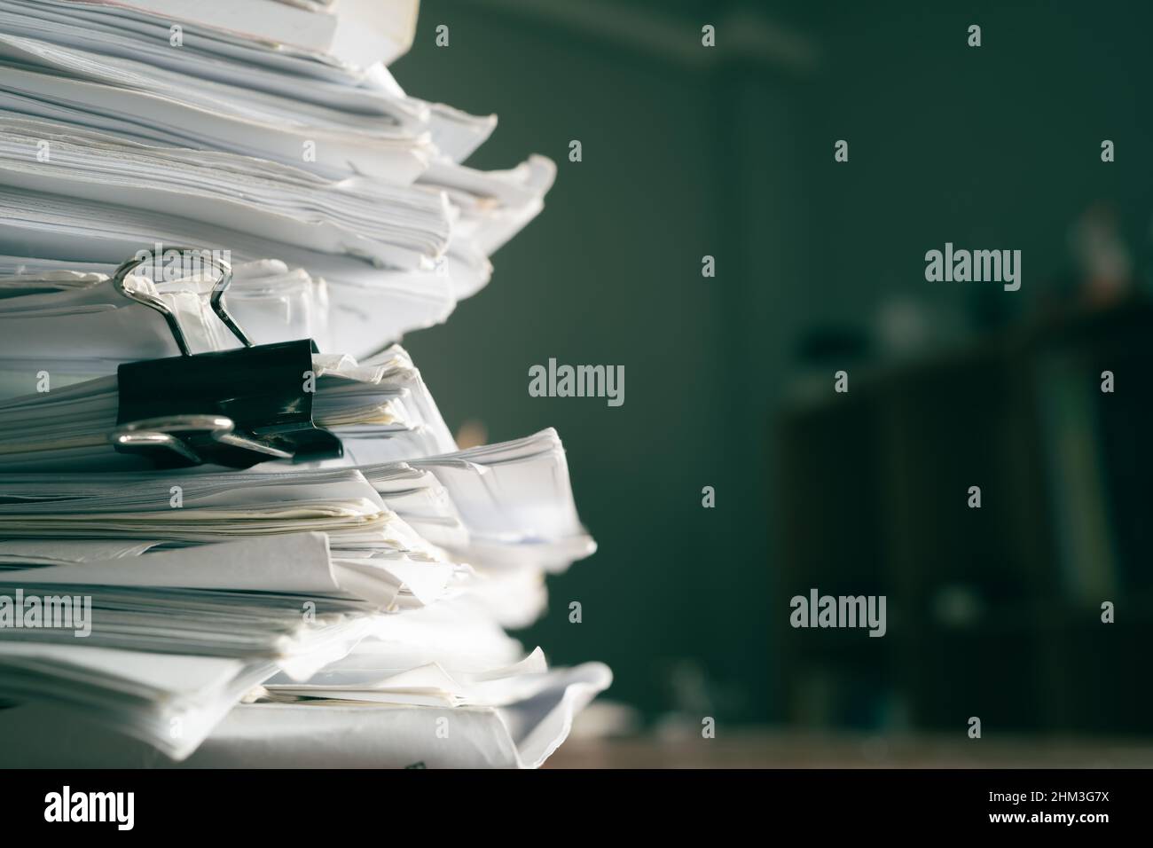 a pile of paperwork with space for text Stock Photo