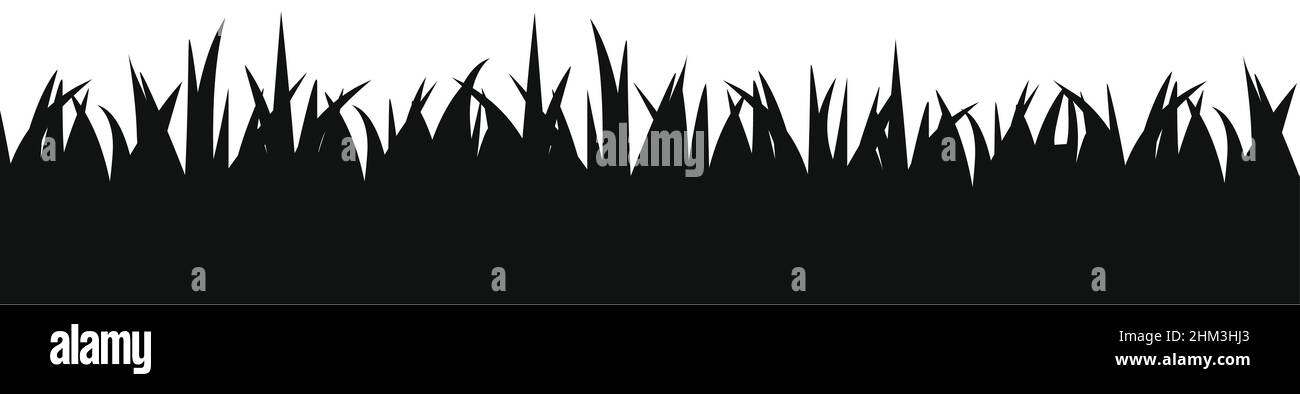 Panoramic seamless grass silhouette for design isolated on white ...