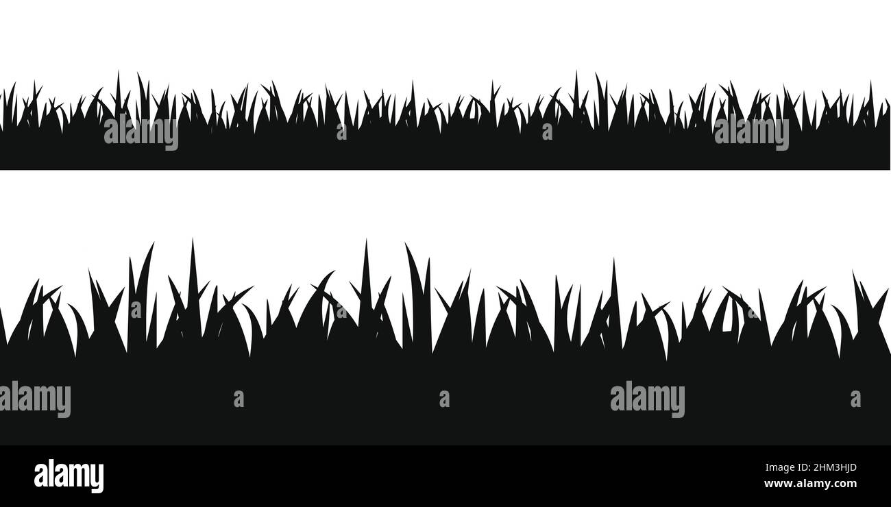 Panoramic seamless grass silhouette for design isolated on white ...