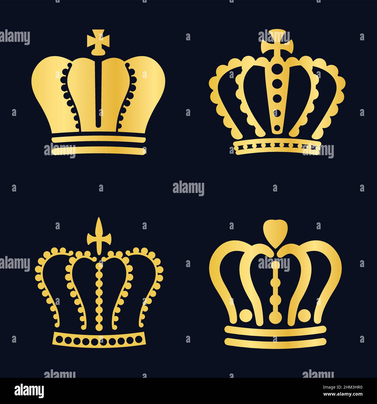 King And Queen Couple Design Black Text And Gold Crown Isolated On