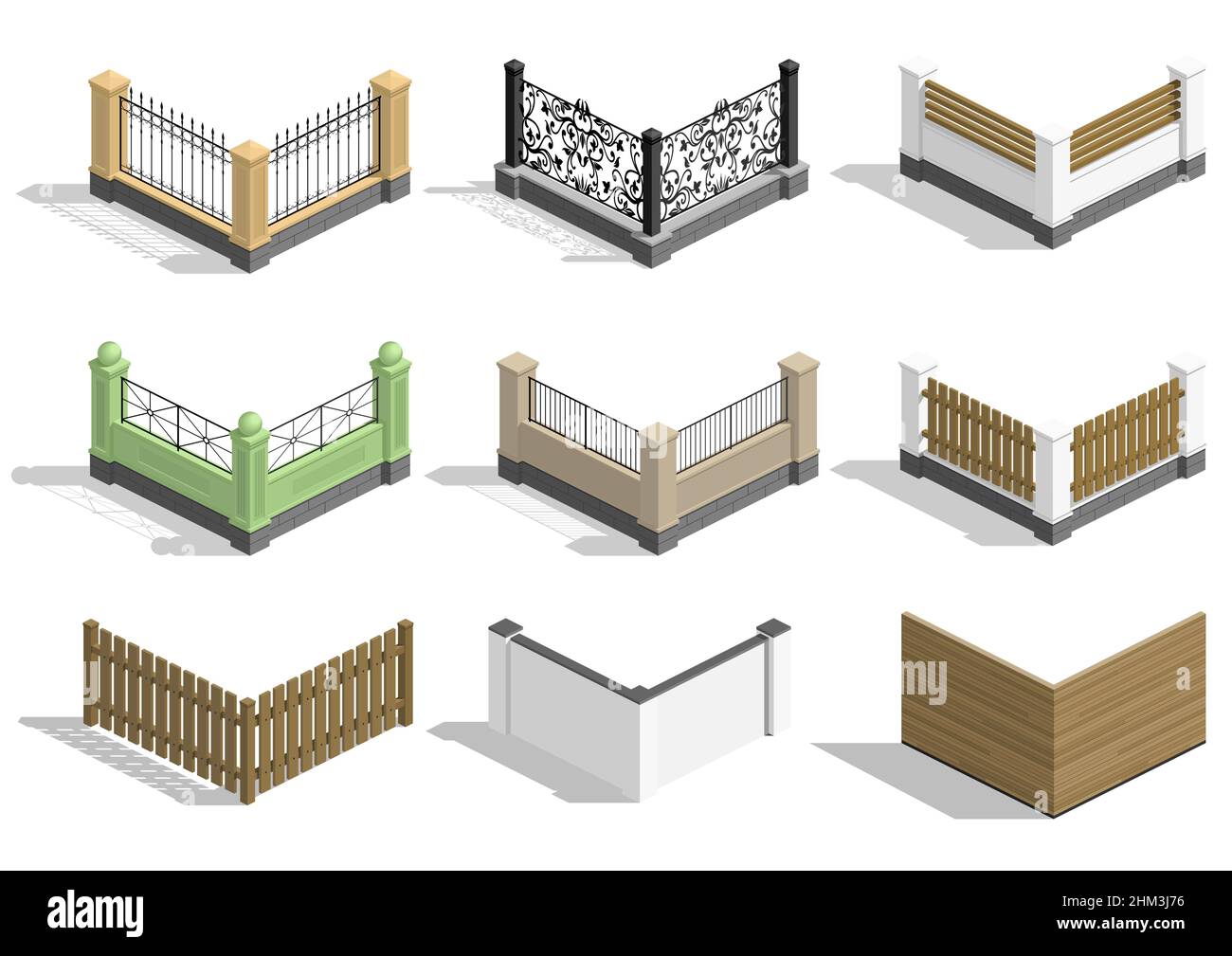 Set fence sections Stock Vector