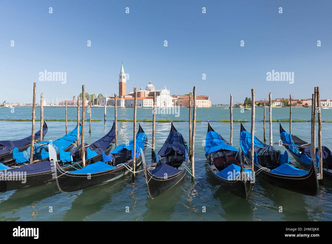 Gondolas and San Giorgio Maggiore church, Venice, Italy Stock Photo