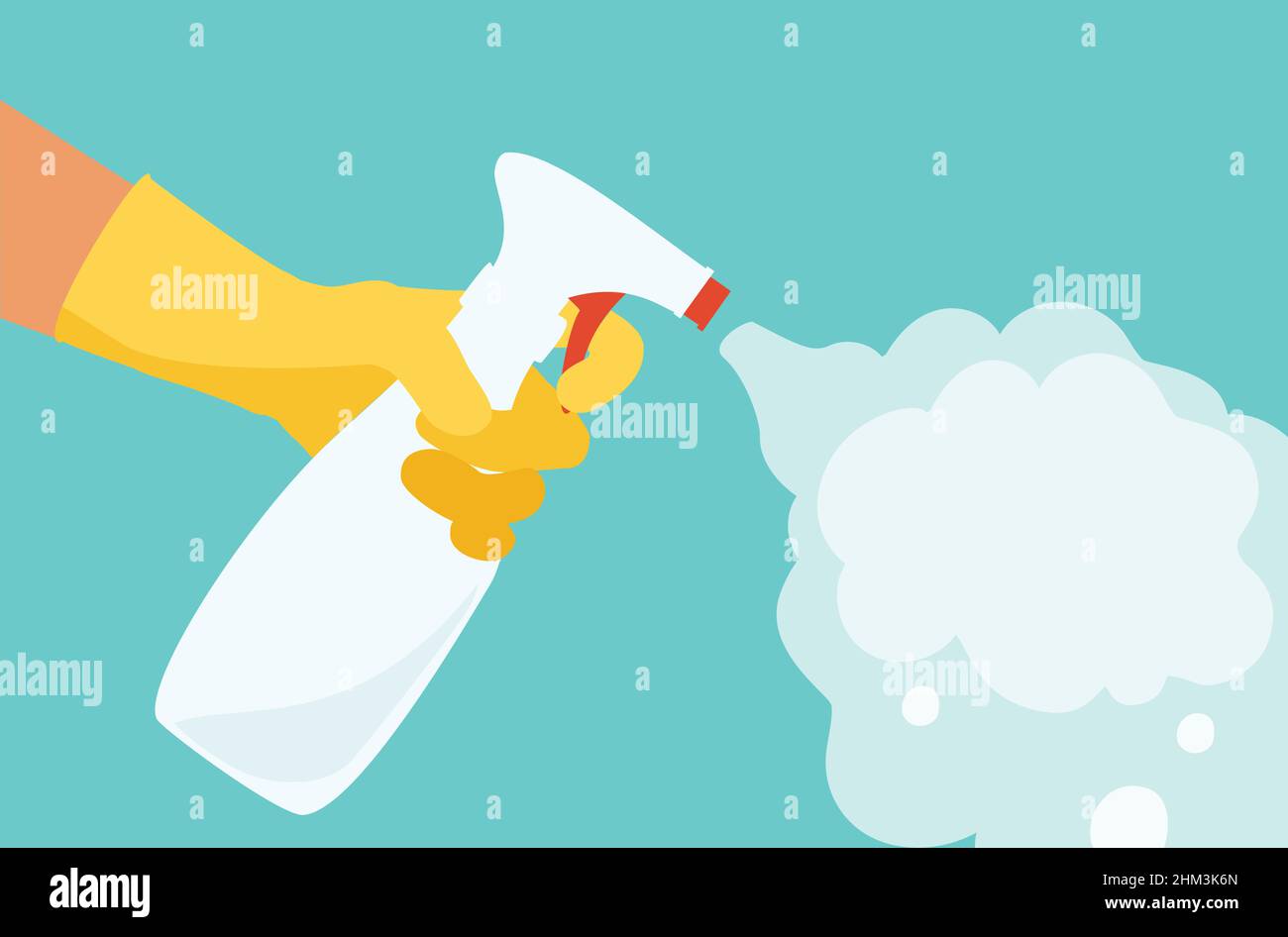 Home and personal hygiene. Coronavirus protection. Man in gloves holds