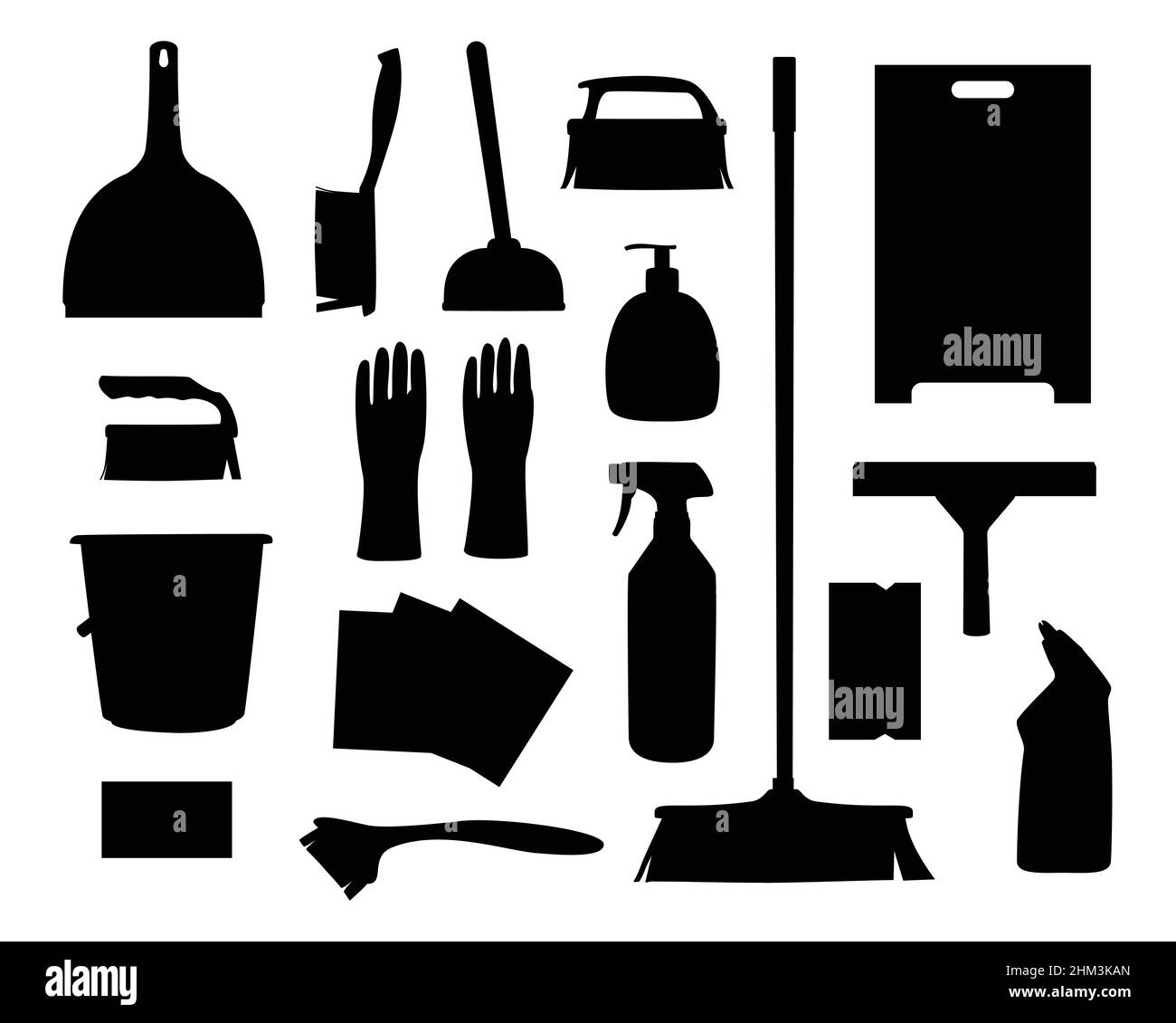 Householding cleaning tools. Housekeeping tool icons for home and ...