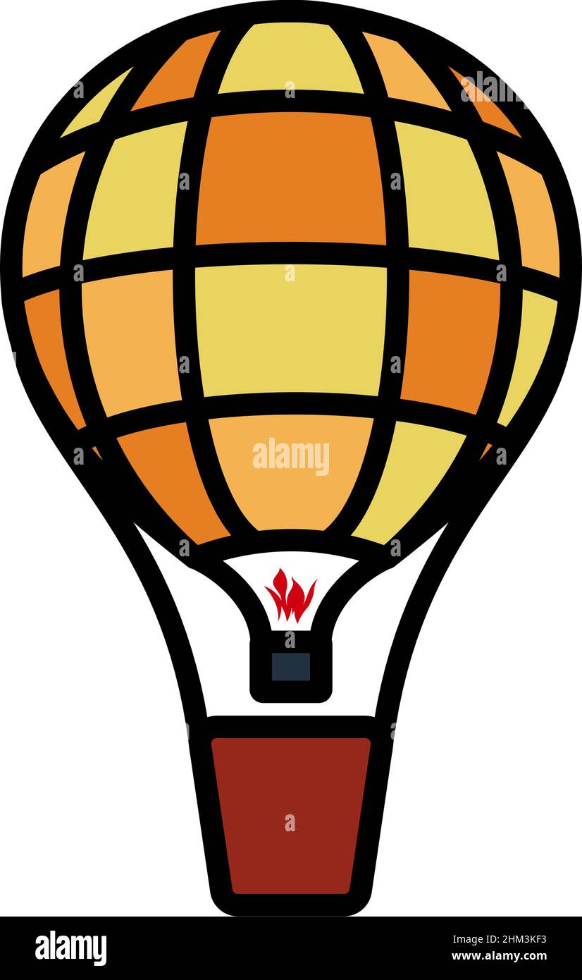 Icon Of Hot Air Balloon. Editable Bold Outline With Color Fill Design. Vector Illustration. Stock Vector