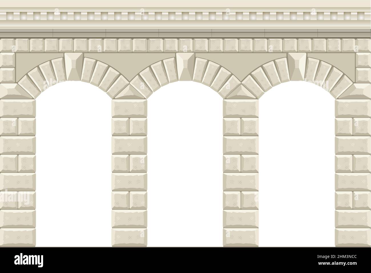 Arch in the wall of white cut stone and travertine marble for a window ...