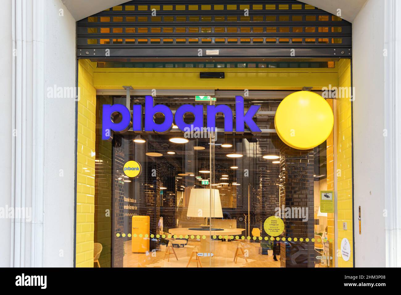 VALENCIA, SPAIN - FEBRUARY 02, 2022: Pibank is an online banking, belongs to Banco Pichincha the largest private bank in Ecuador Stock Photo