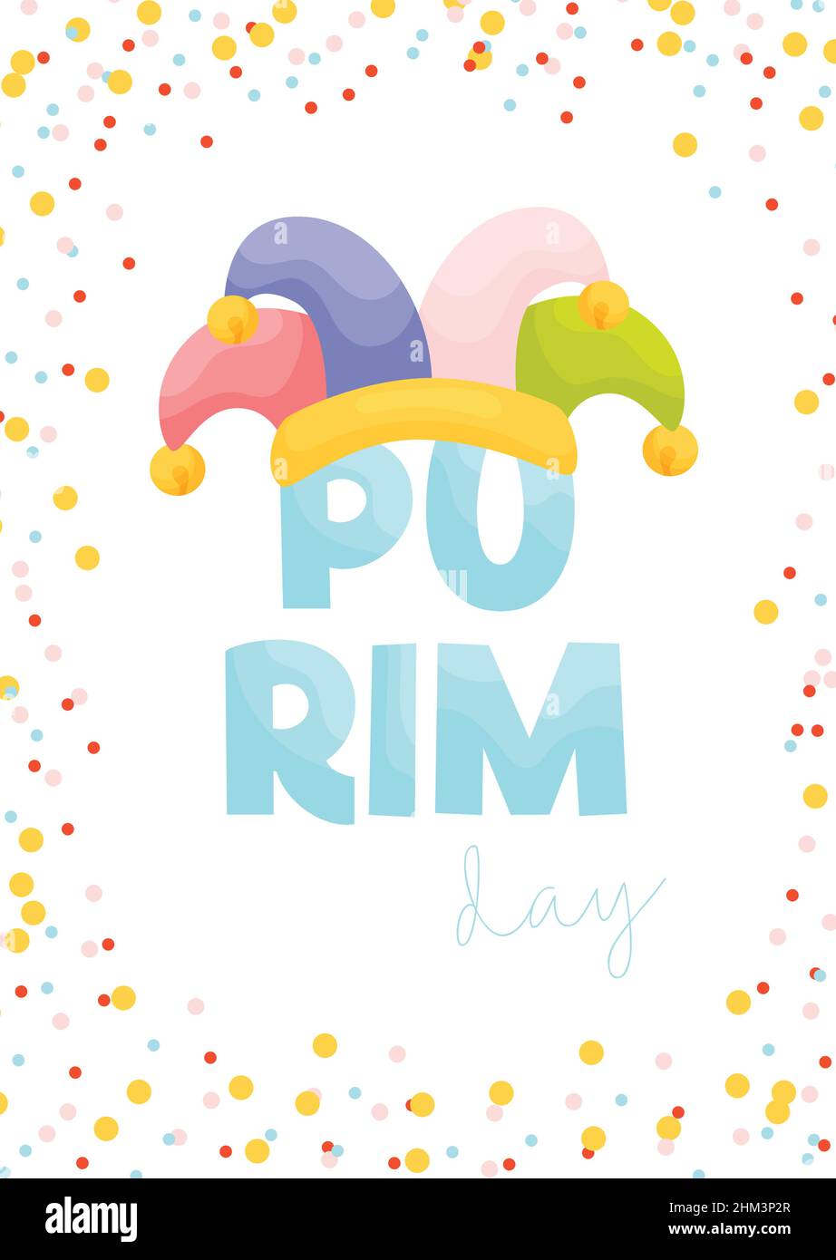 Happy Purim day greeting card. Vector illustration Stock Vector