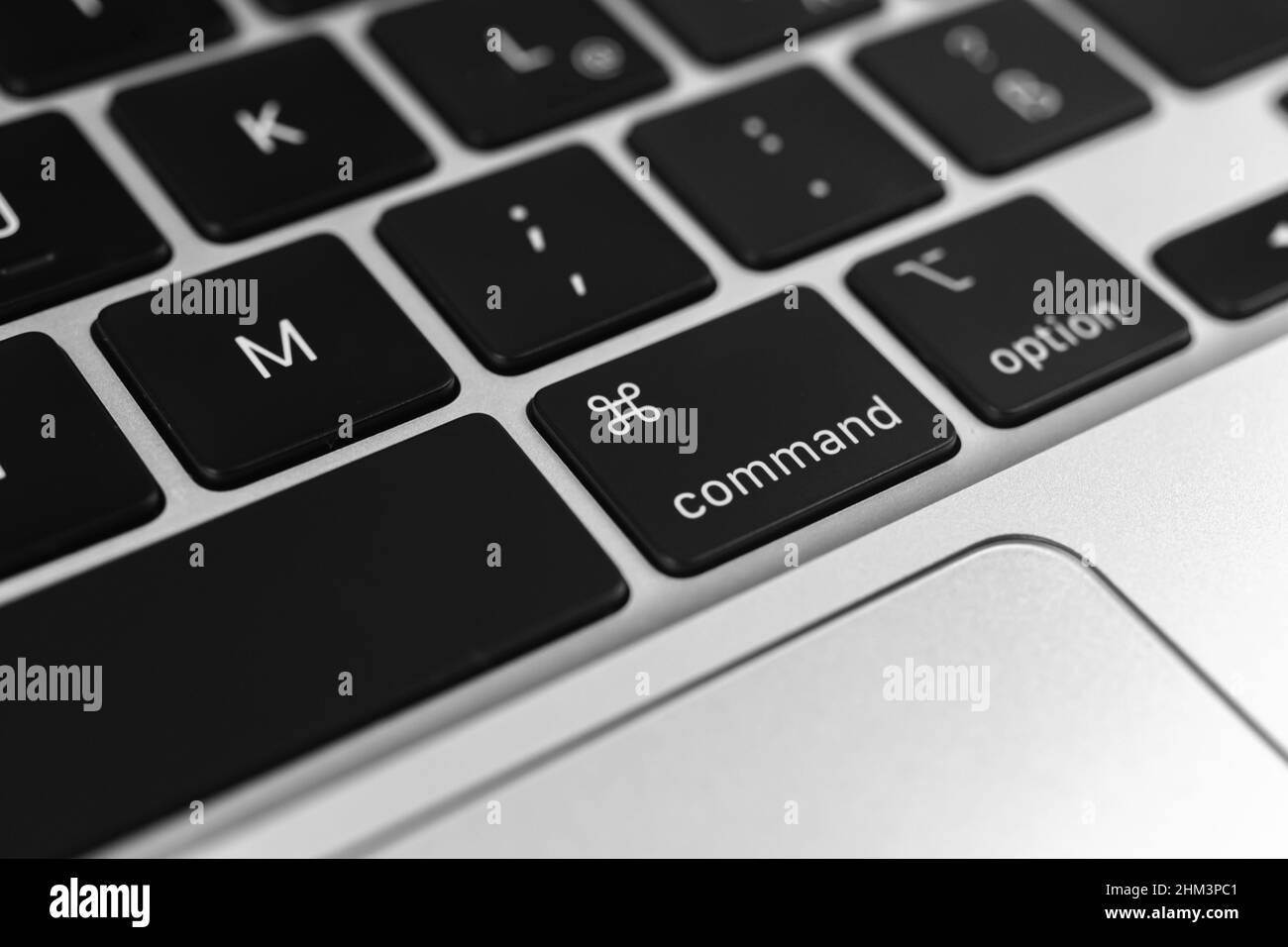 Command key and button on apple keyboard. Command sign close-up. Modern ...
