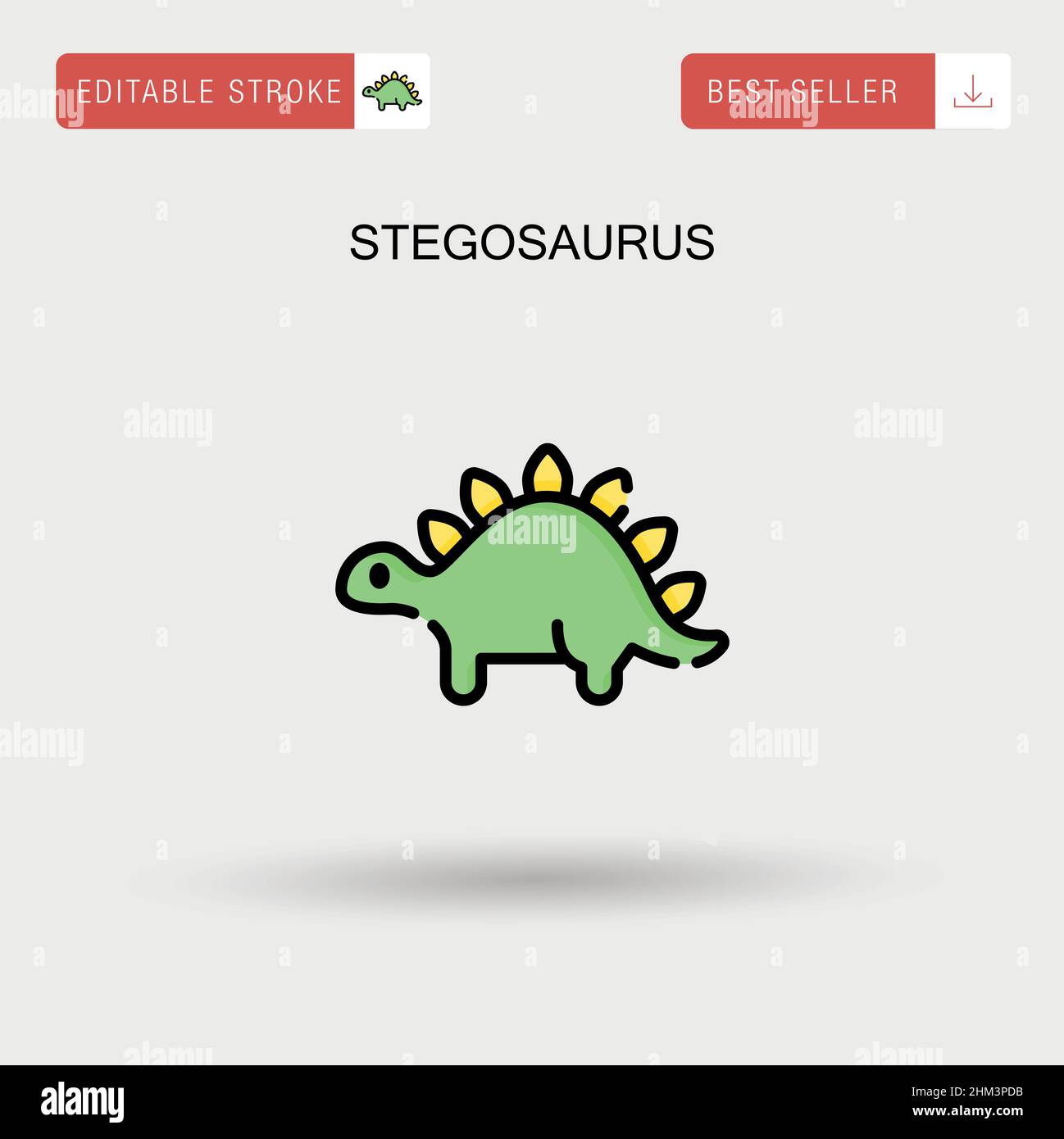 Stegosaurus Simple vector icon. Stock Vector