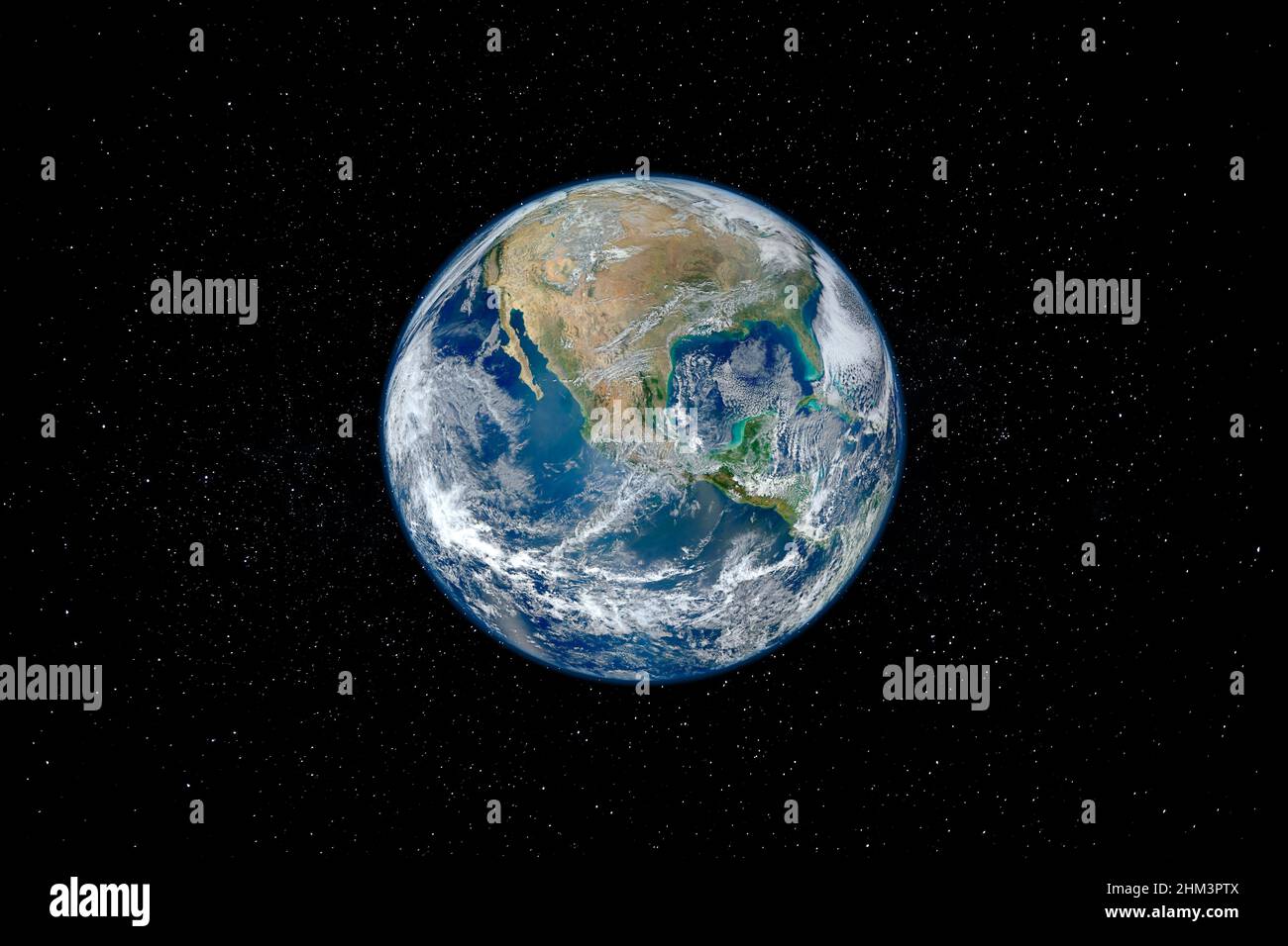 Planet Earth globe view from space with North and South America. This ...