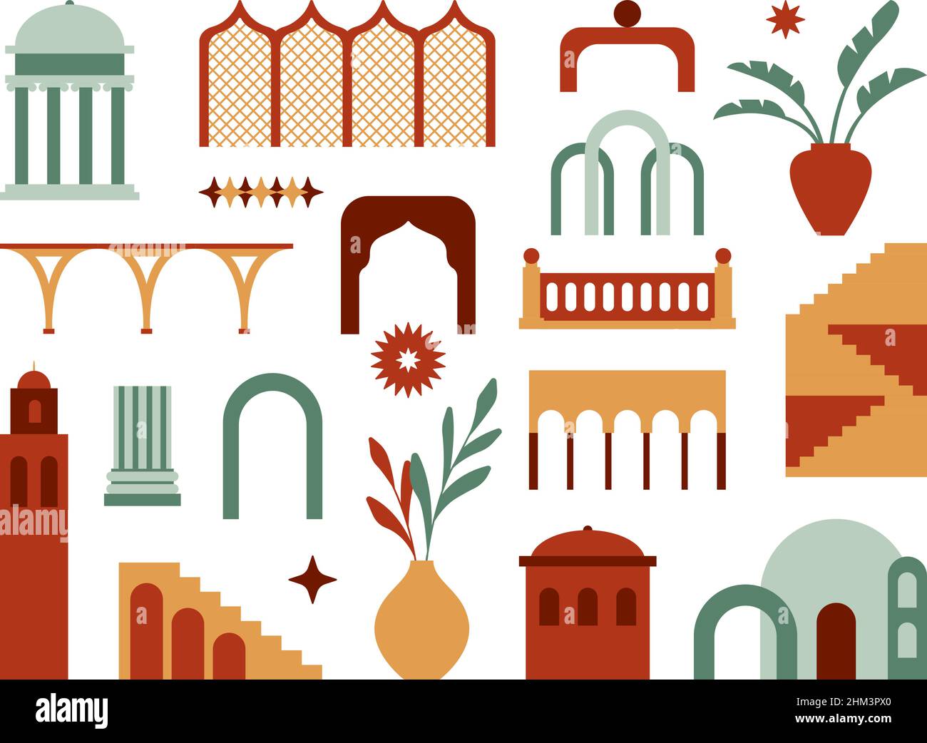 Geometry architecture. Geometric house abstract art, moroccan stairs