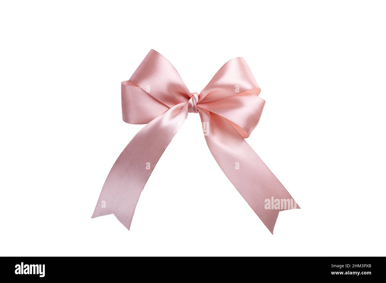 Pink bow isolated on white background. Satin ribbon product for gift decoration Stock Photo