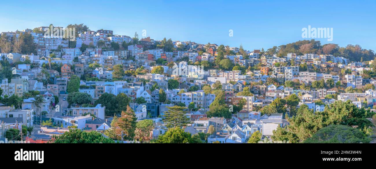 Residential buildings on a slope at San Francisco bay area in ...
