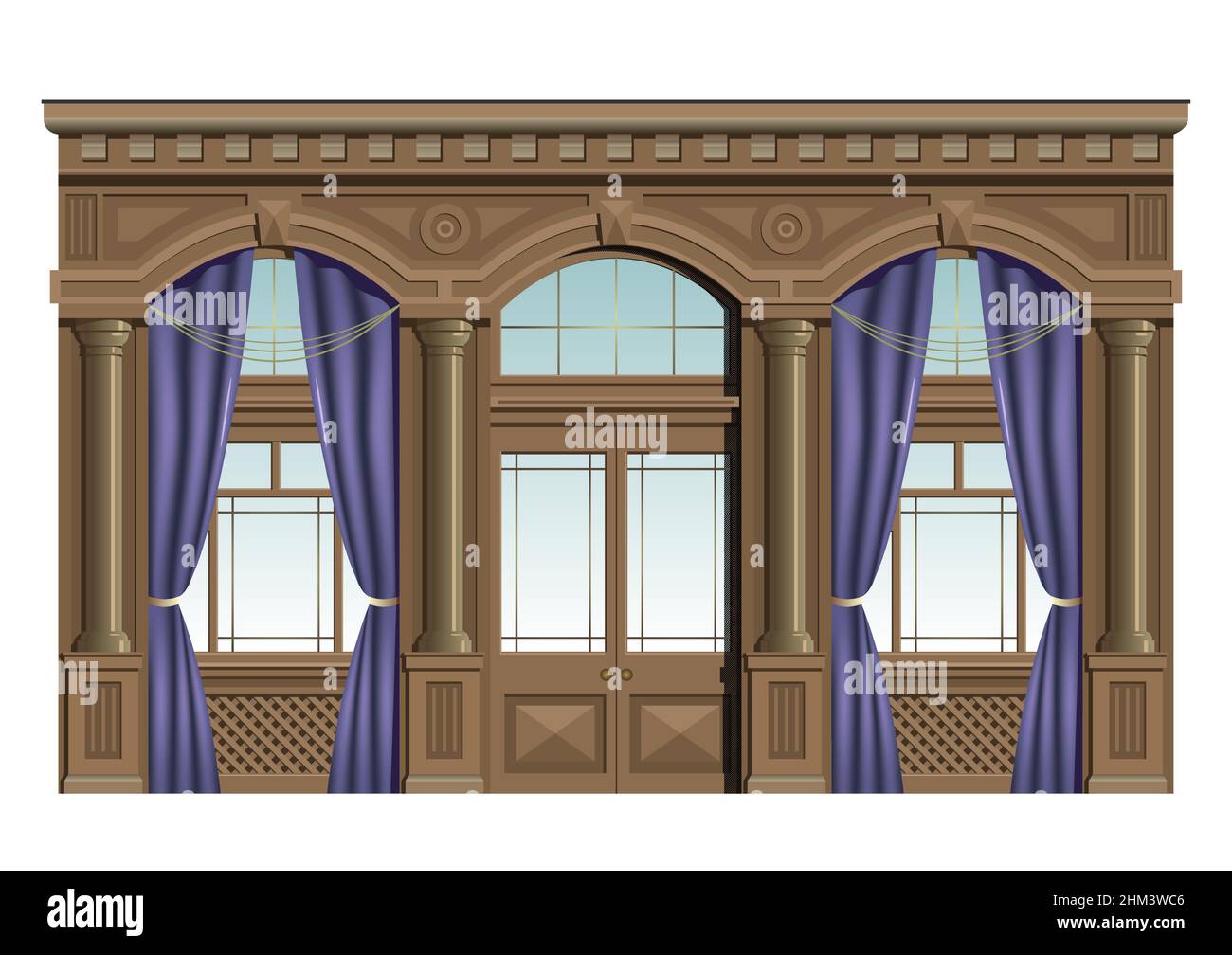 Facade old windows detail Stock Vector Images - Alamy