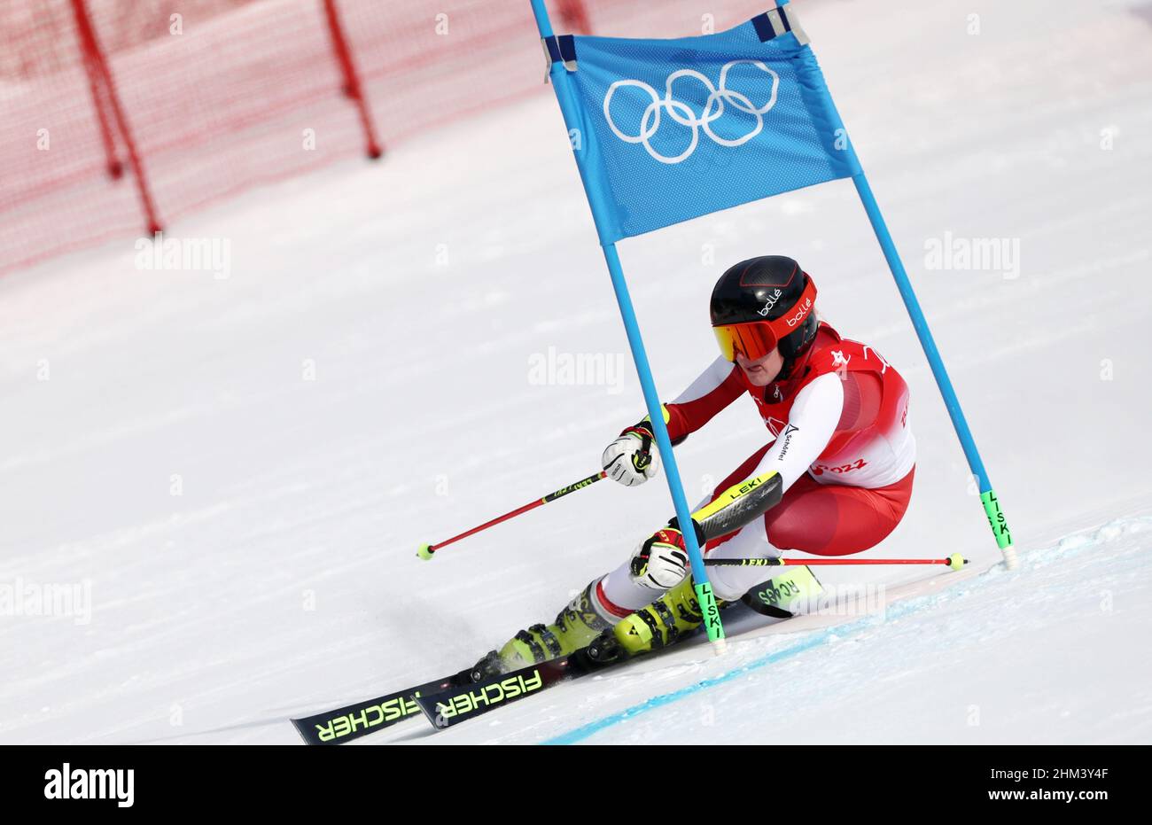 Beijing, China. 7th Feb, 2022. Katharina Truppe of Austria competes during the Alpine Skiing Women's Giant Slalom at the National Alpine Skiing Centre in Yanqing District, Beijing, capital of China, Feb. 7, 2022. Credit: Chen Bin/Xinhua/Alamy Live News Stock Photo