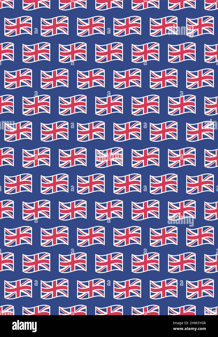 Union jack flag vector seamless pattern on blue background Stock Vector