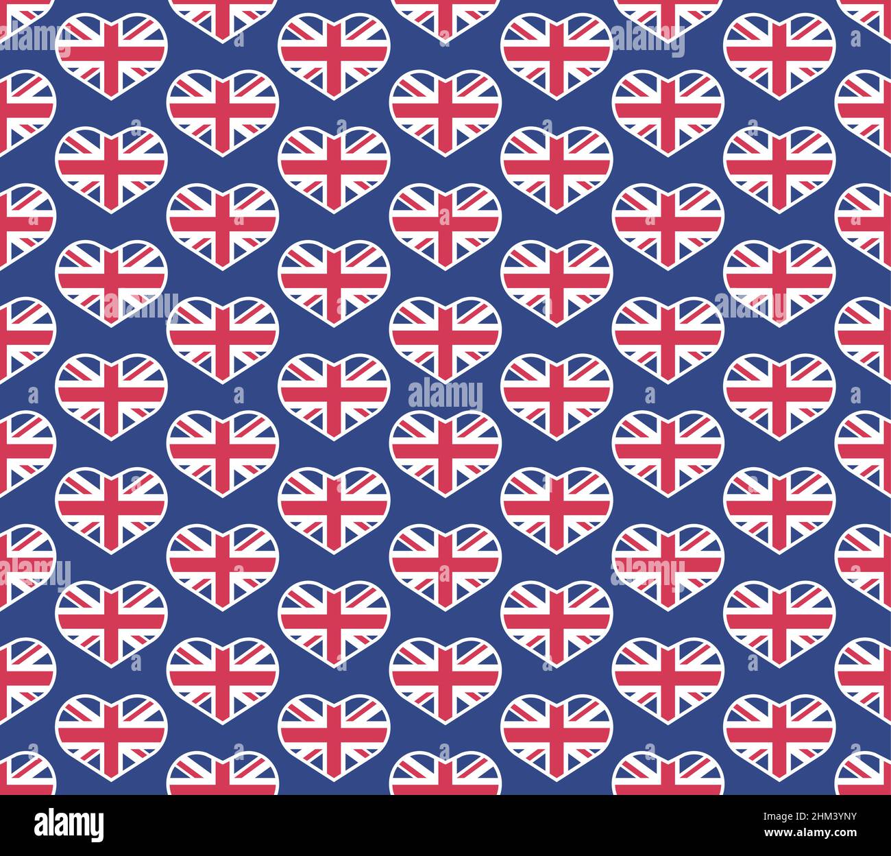 Union jack flag heart vector seamless pattern on blue background Stock ...