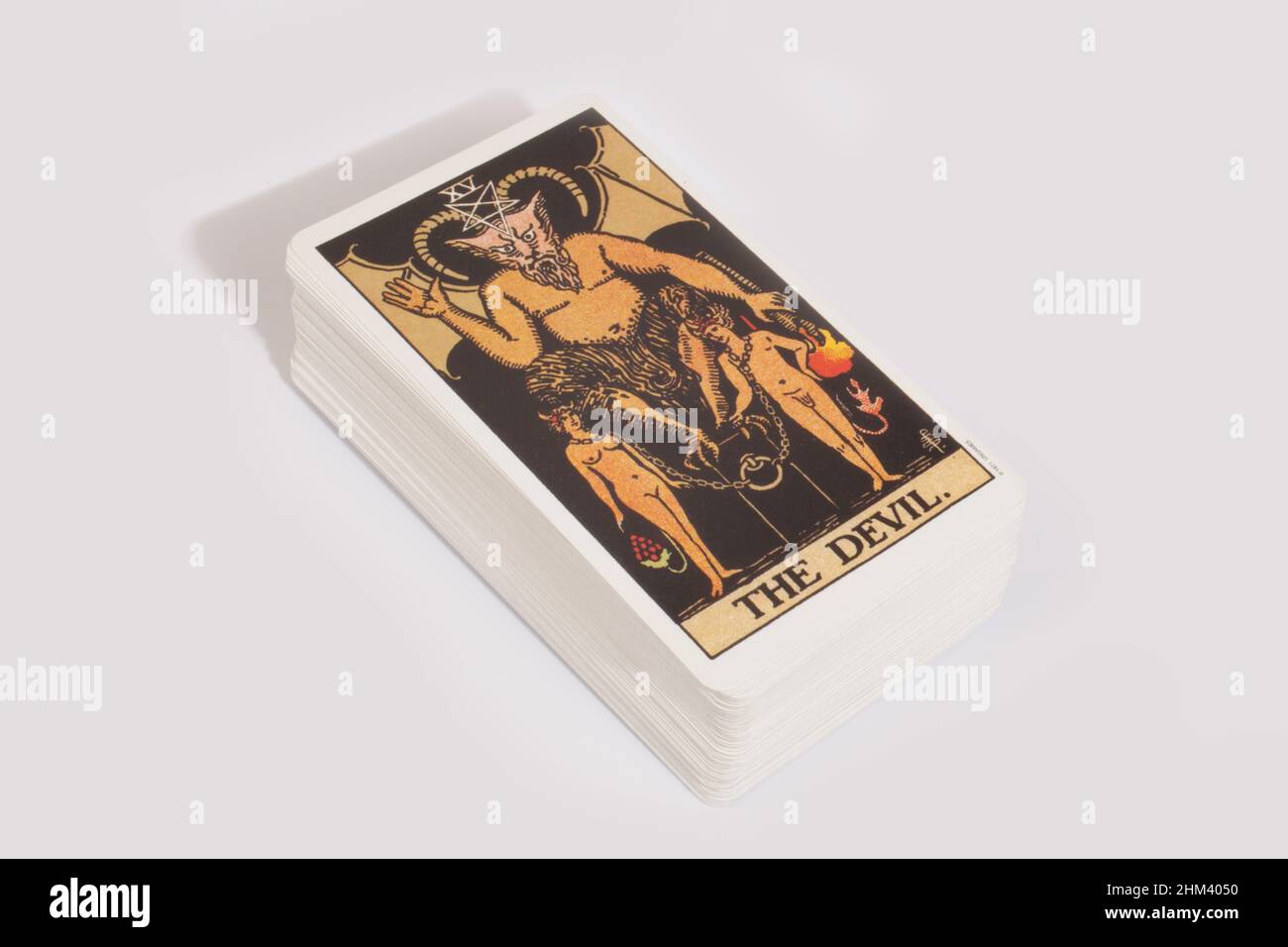 The Tarot Card, The Devil from a traditional tarot pack Stock Photo