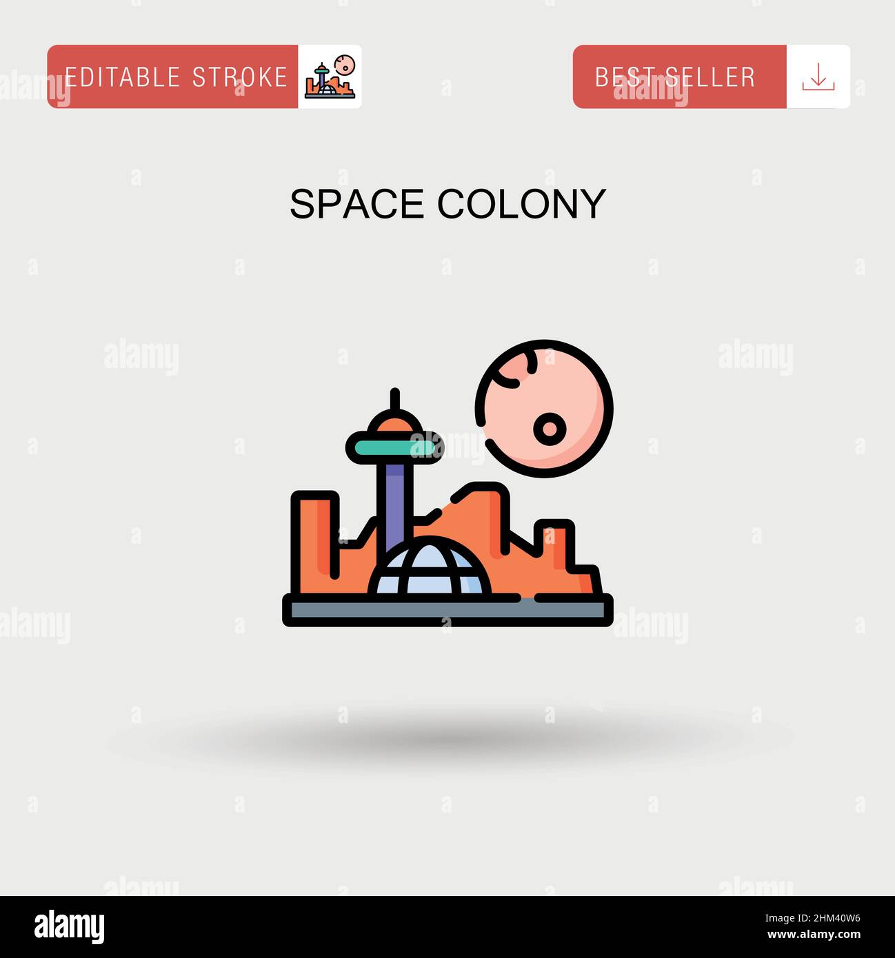 Space colony Simple vector icon. Stock Vector