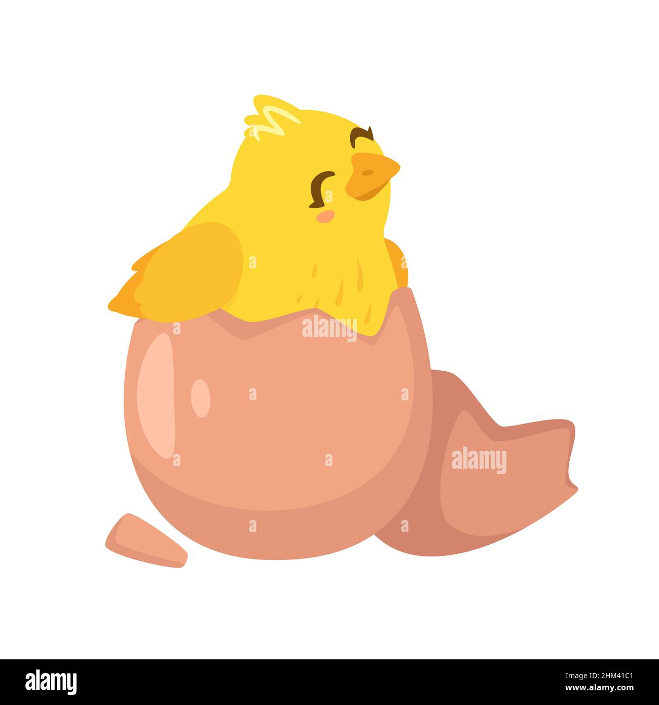 yellow chick breaks free of the shell Stock Vector