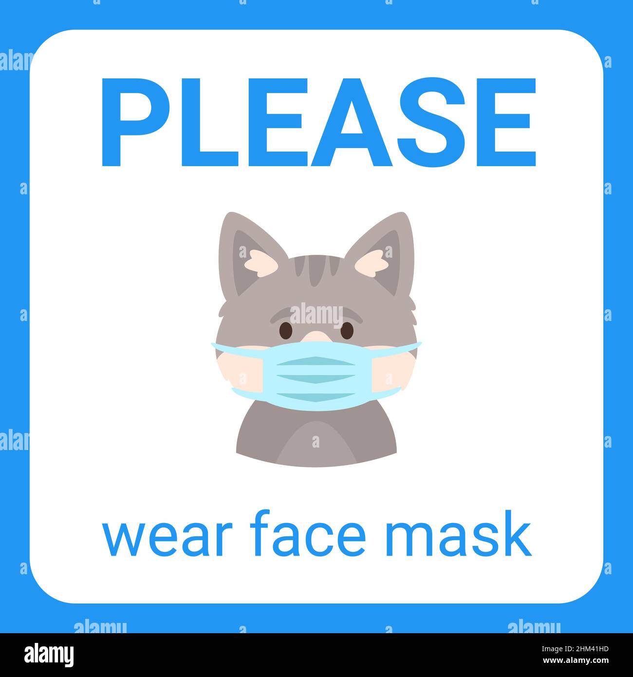 cartoon style cat wearing face protection mask Stock Vector