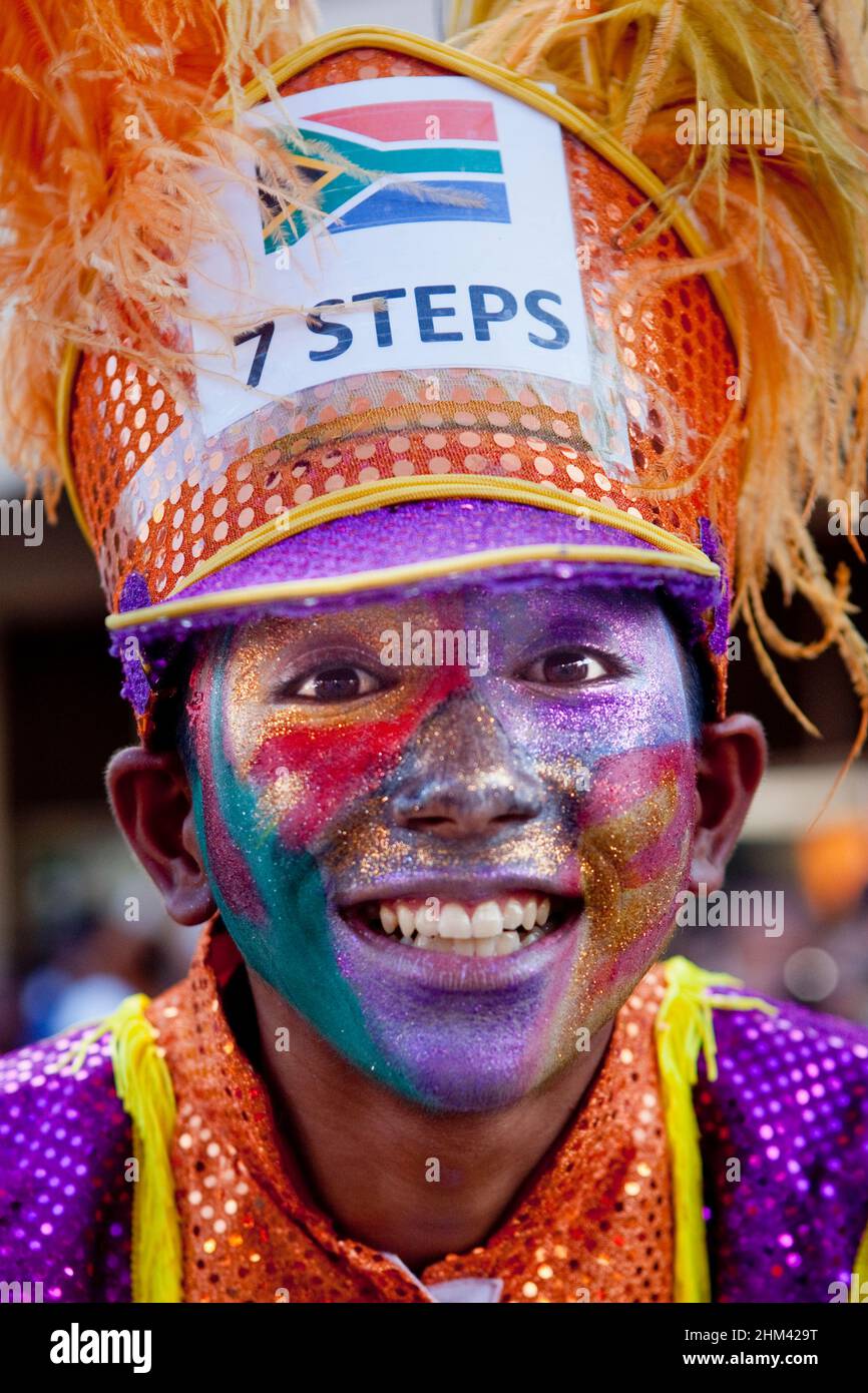 Portrait of a South African performer during the Seychelles carnival Stock Photo