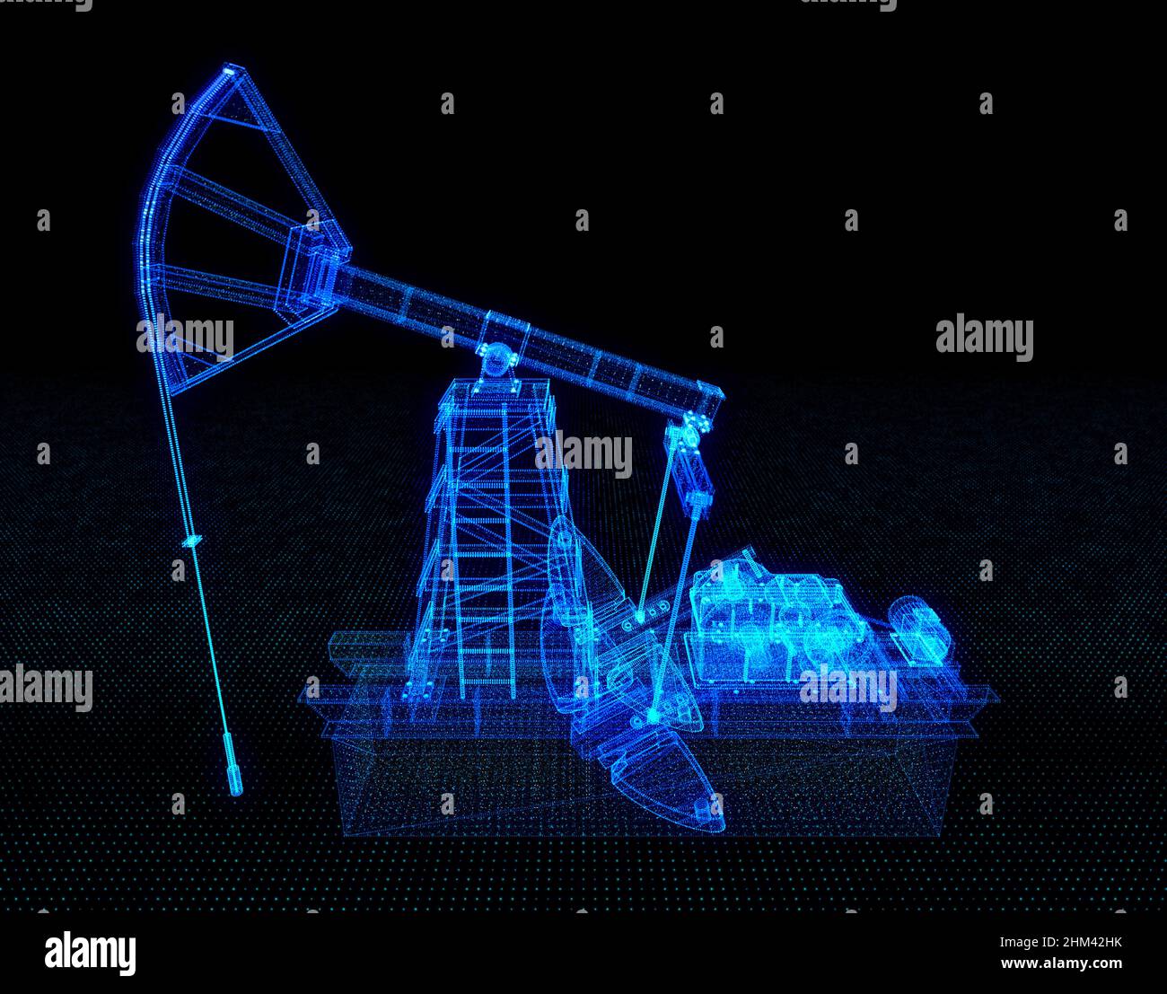 Oil fields concept. Oil drilling derricks at desert oilfield for fossil