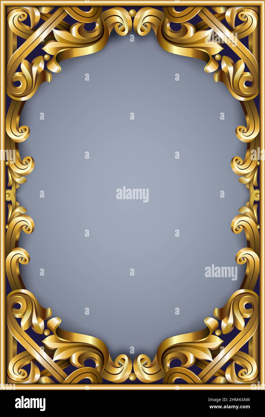 Golden classic rococo baroque frame. Vector graphics. Luxury frame for ...