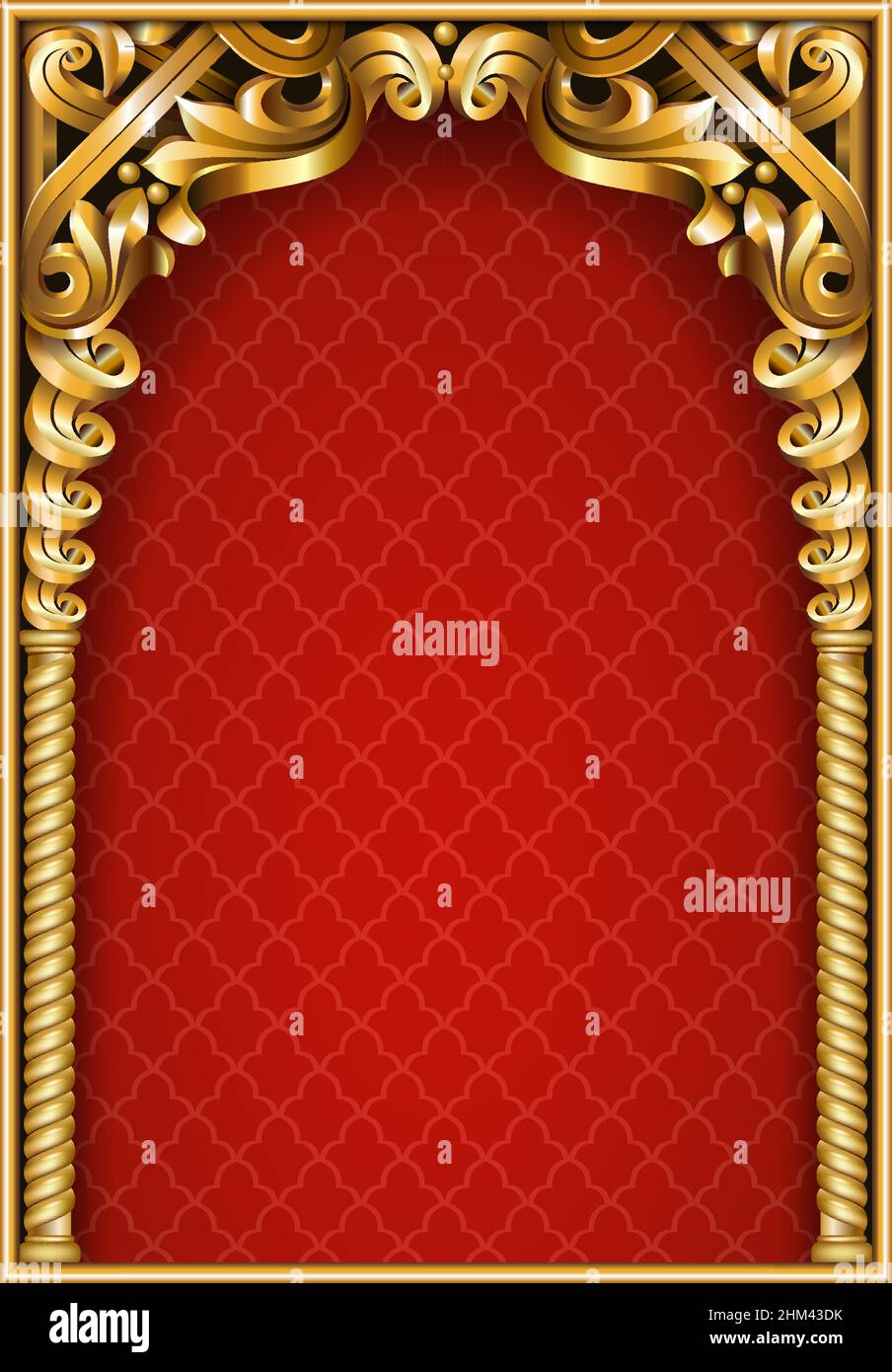 Golden classic red rococo baroque frame. Vector graphics. Luxury frame ...