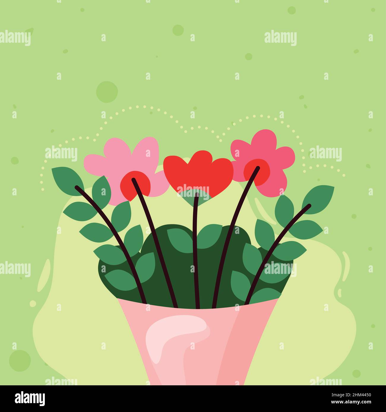cute flowers with leaves bouquet Stock Vector Image & Art - Alamy