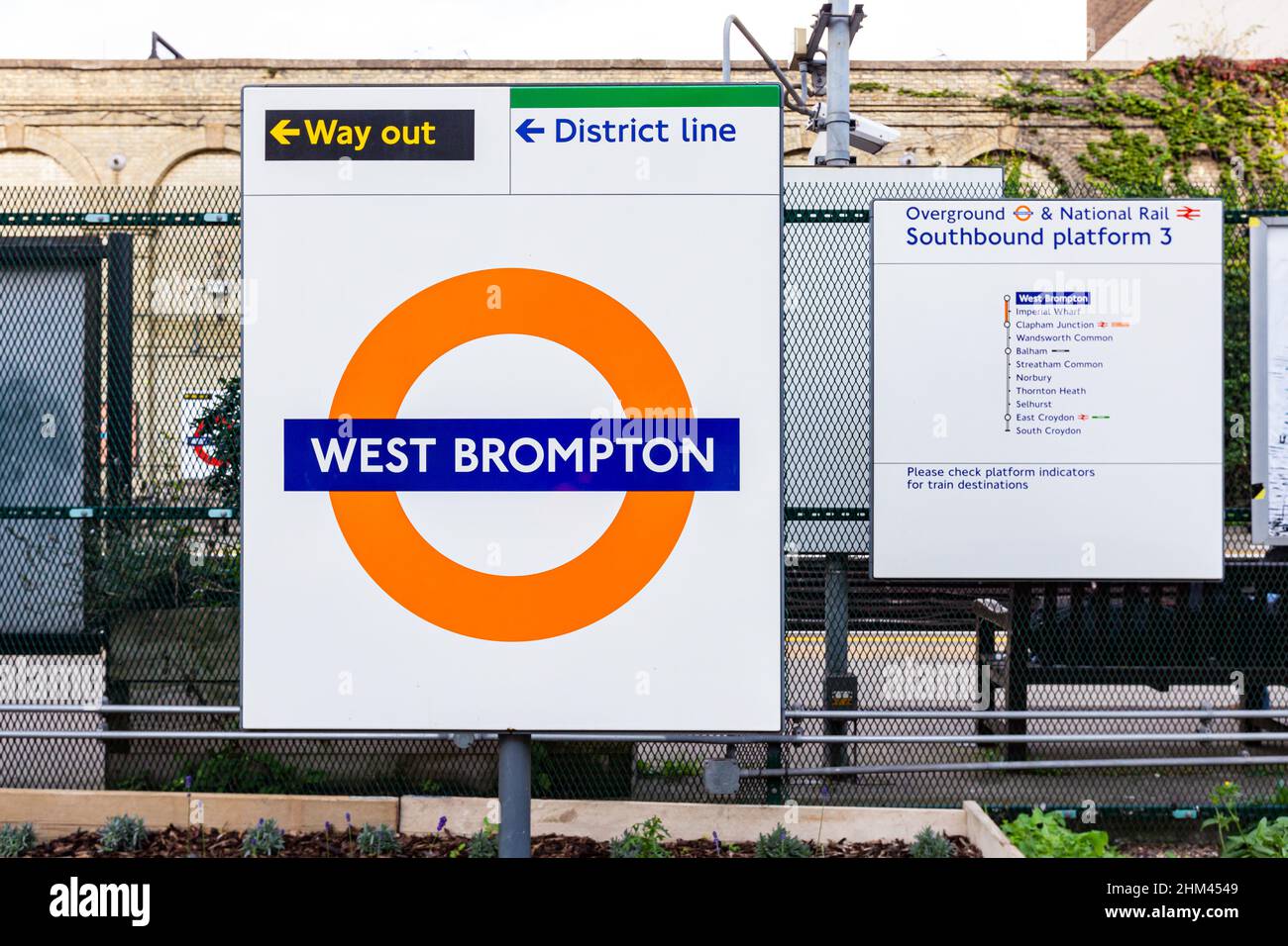 West Brompton roundel on London Overground Stock Photo