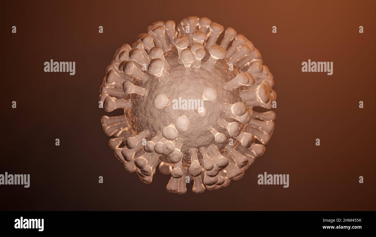 Simple Virus Red Conceptual illustration of a single redvirus cell, visualization of a ...