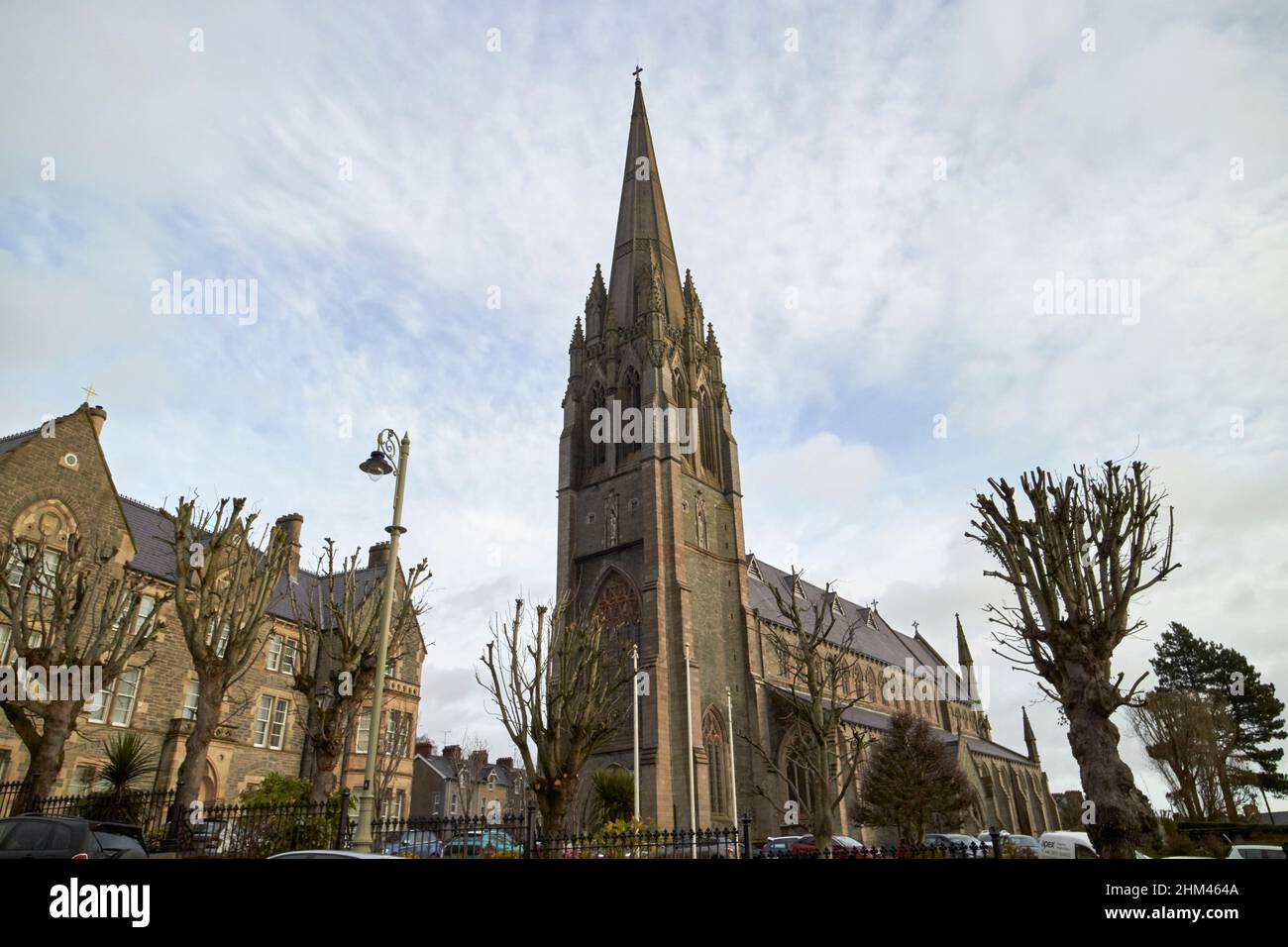 St Eugenes roman catholic Cathedral Derry Londonderry northern ireland with bishops house on the left Stock Photo